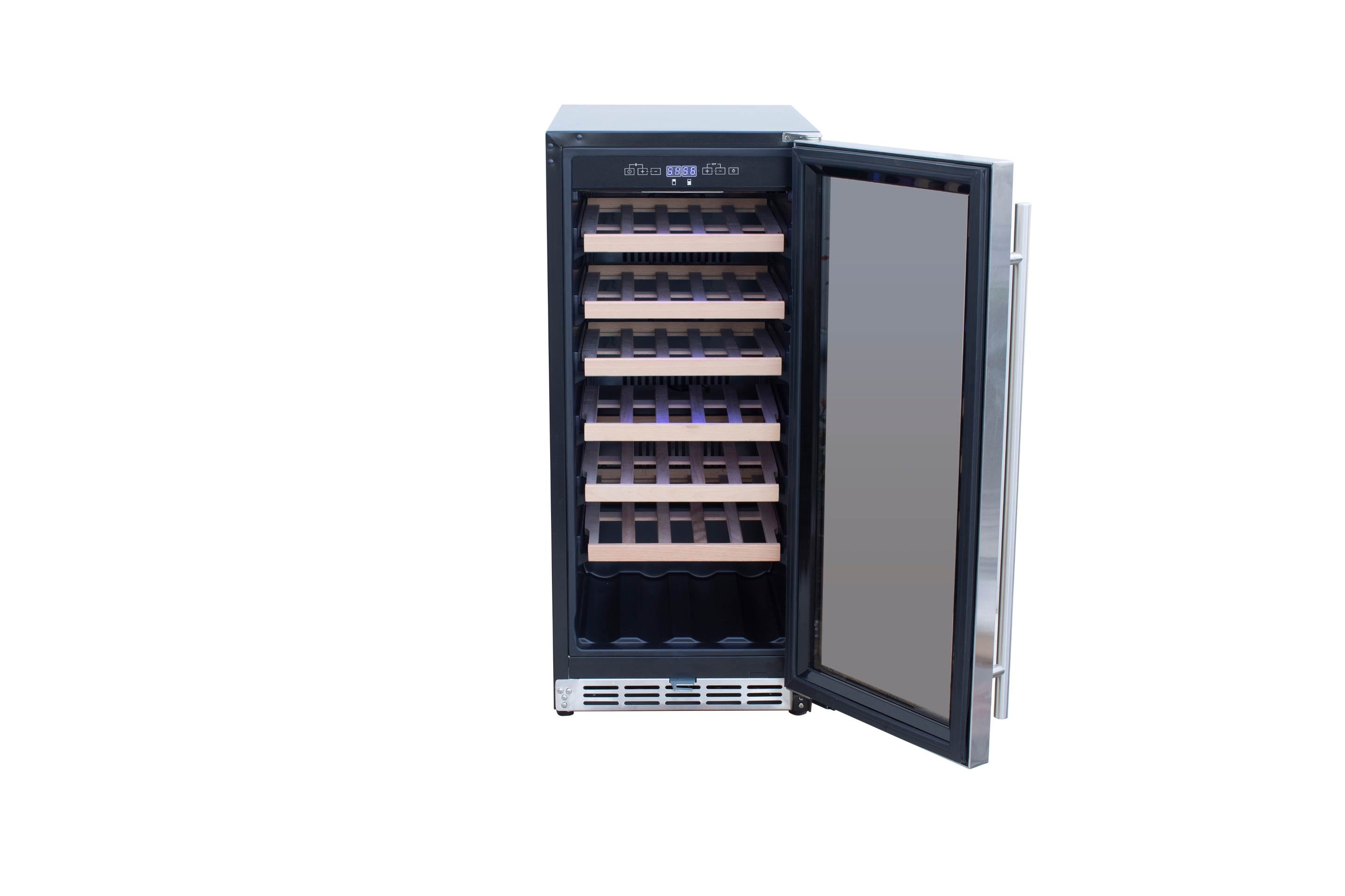 TrueFlame 15-Inch 3.2 Cu. Ft. Outdoor Rated Wine Cooler in Stainless Steel (AMD-RFR-15W)