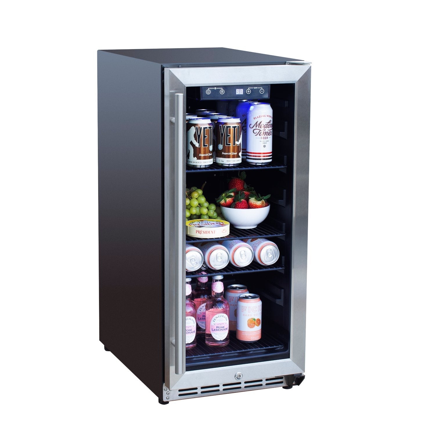 TrueFlame 15-Inch 3.2 Cu. Ft. Outdoor Rated Refrigerator with Glass Door (AMD-RFR-15G)