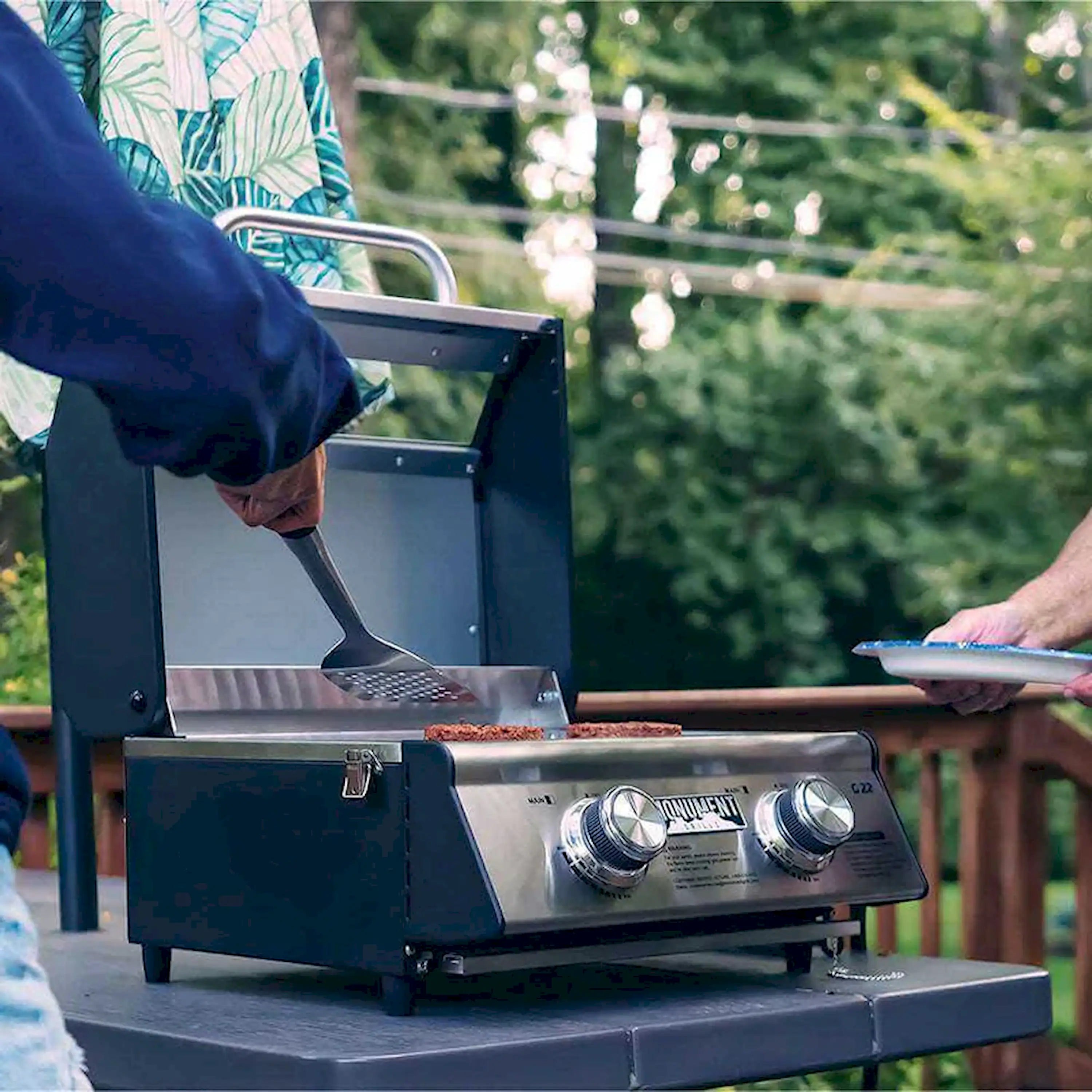 Monument Table Top Propane Gas Grill in Stainless Steel with 2 Burners (G22)
