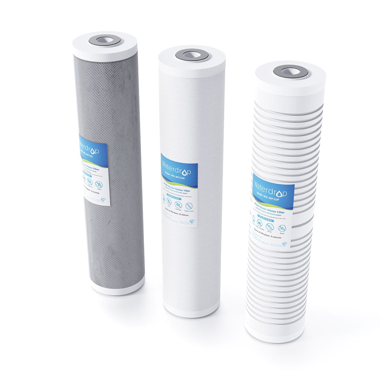 Waterdrop Filter Replacement for WD-WHF3T-PG Whole House 3-stage Home Filtration System, 100K Gal (WD-WF20PG)