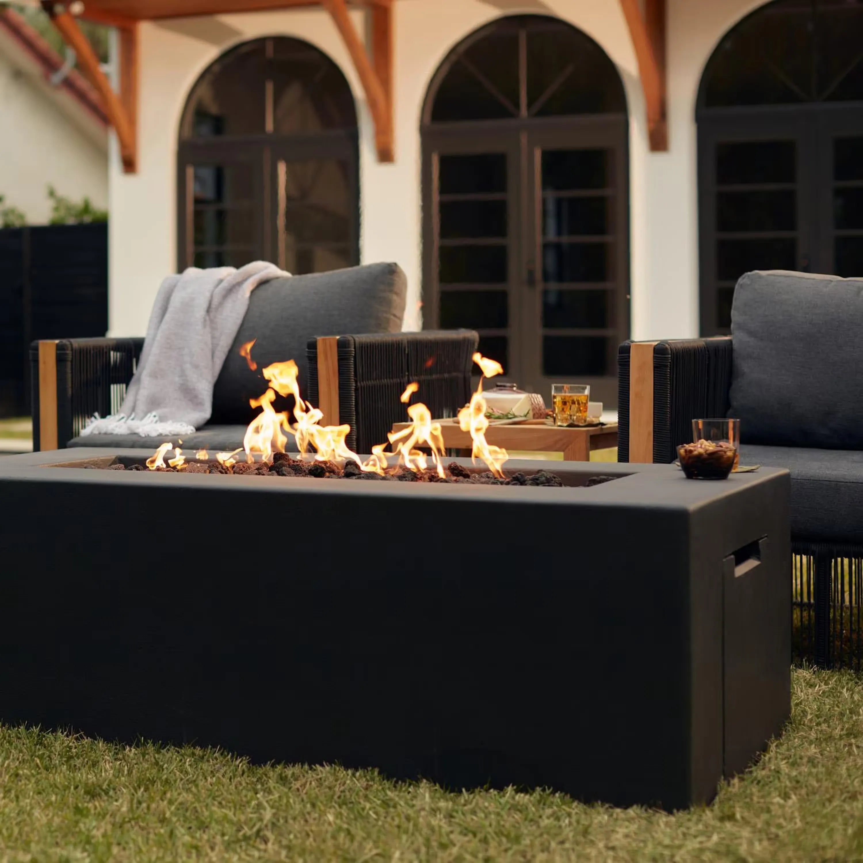 Blaze 60-Inch Rectangular Concrete Propane Fire Pit Table in Phantom (BLZ-60-FTABLE-LP)