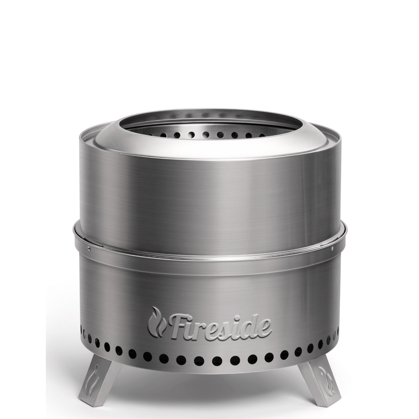 TURBRO Pluto R19-SS Smokeless Outdoor Fire Pit in Stainless Steel with Fast Ignition and Foldable Legs (707-FP-R19SS)