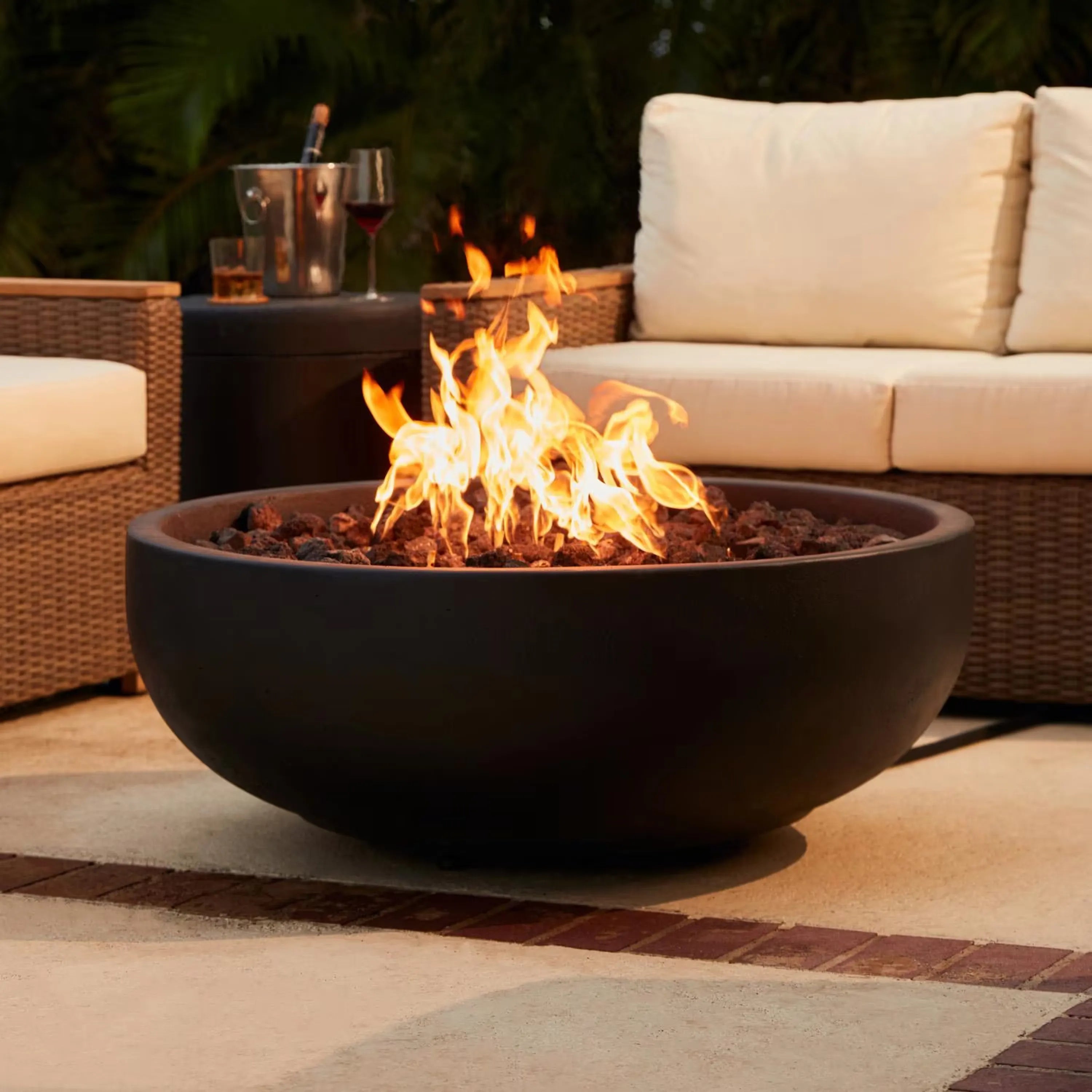 Blaze 38-Inch Round Concrete Propane Fire Bowl in Phantom (BLZ-38-FBOWL-LP)