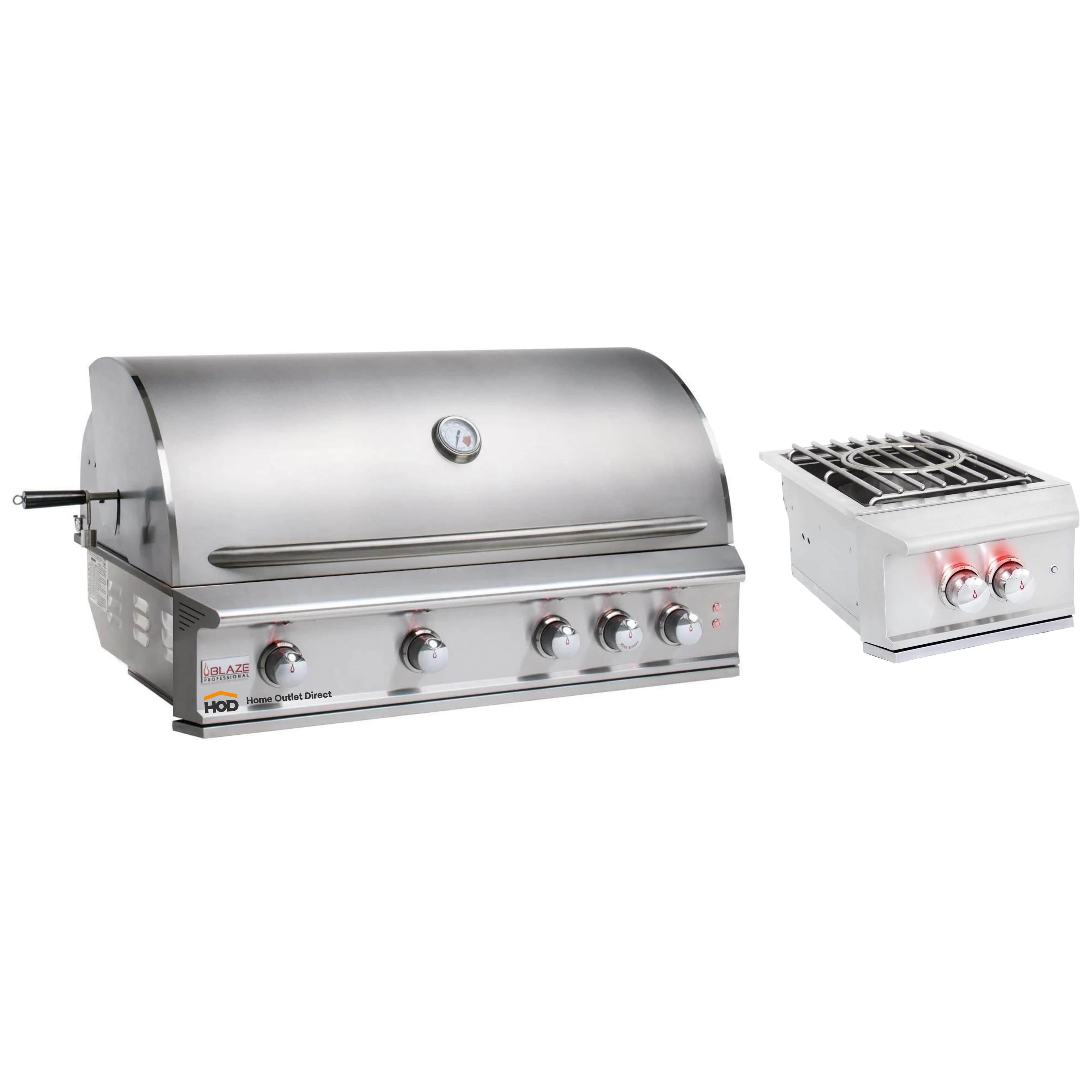 Blaze Grill Package - Professional LUX 44-Inch 4-Burner Built-In Liquid Propane Grill and Side Burner in Stainless Steel