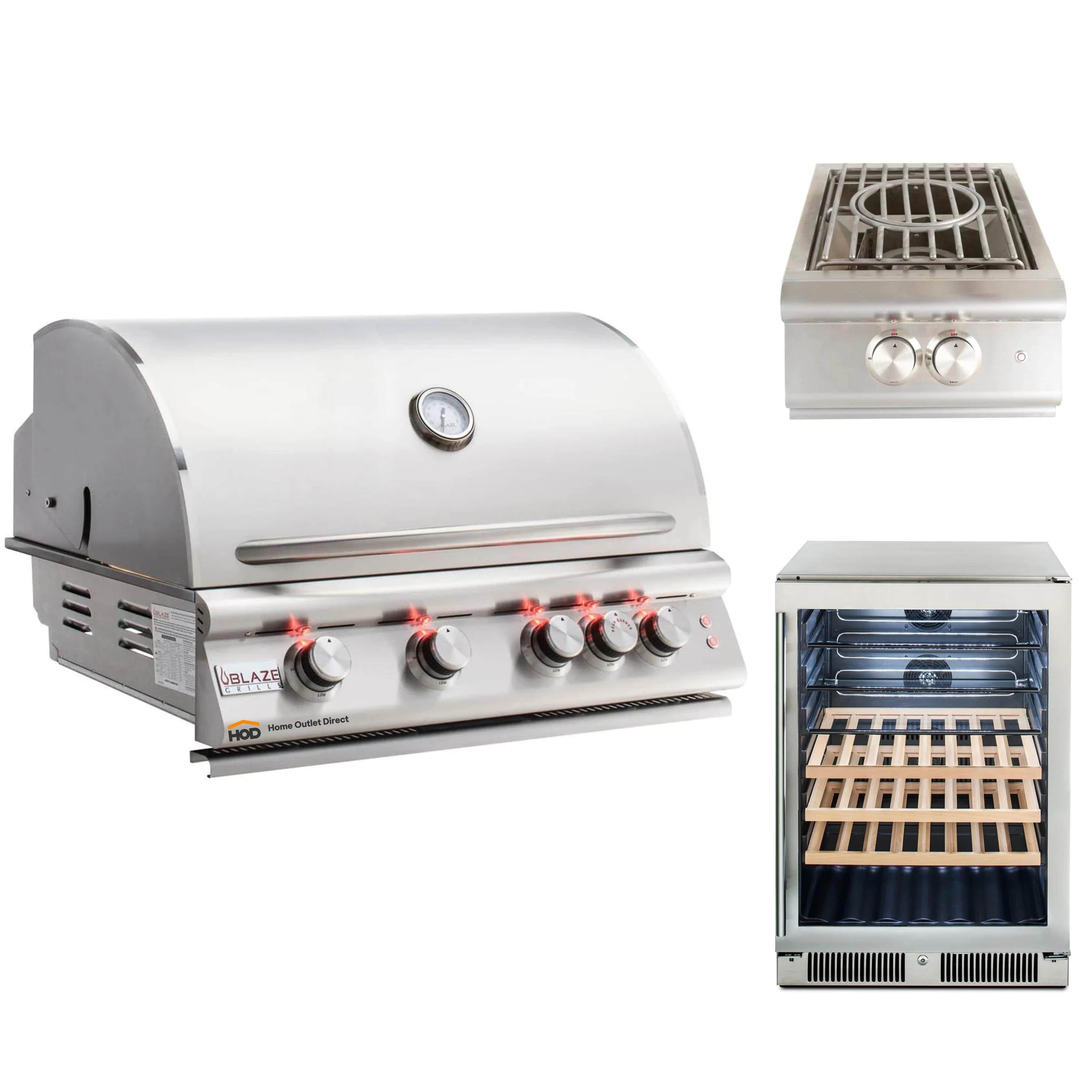 Blaze Grill Package - Premium LTE 32-Inch 4-Burner Built-In Natural Gas Grill, Side Burner and Beverage Center