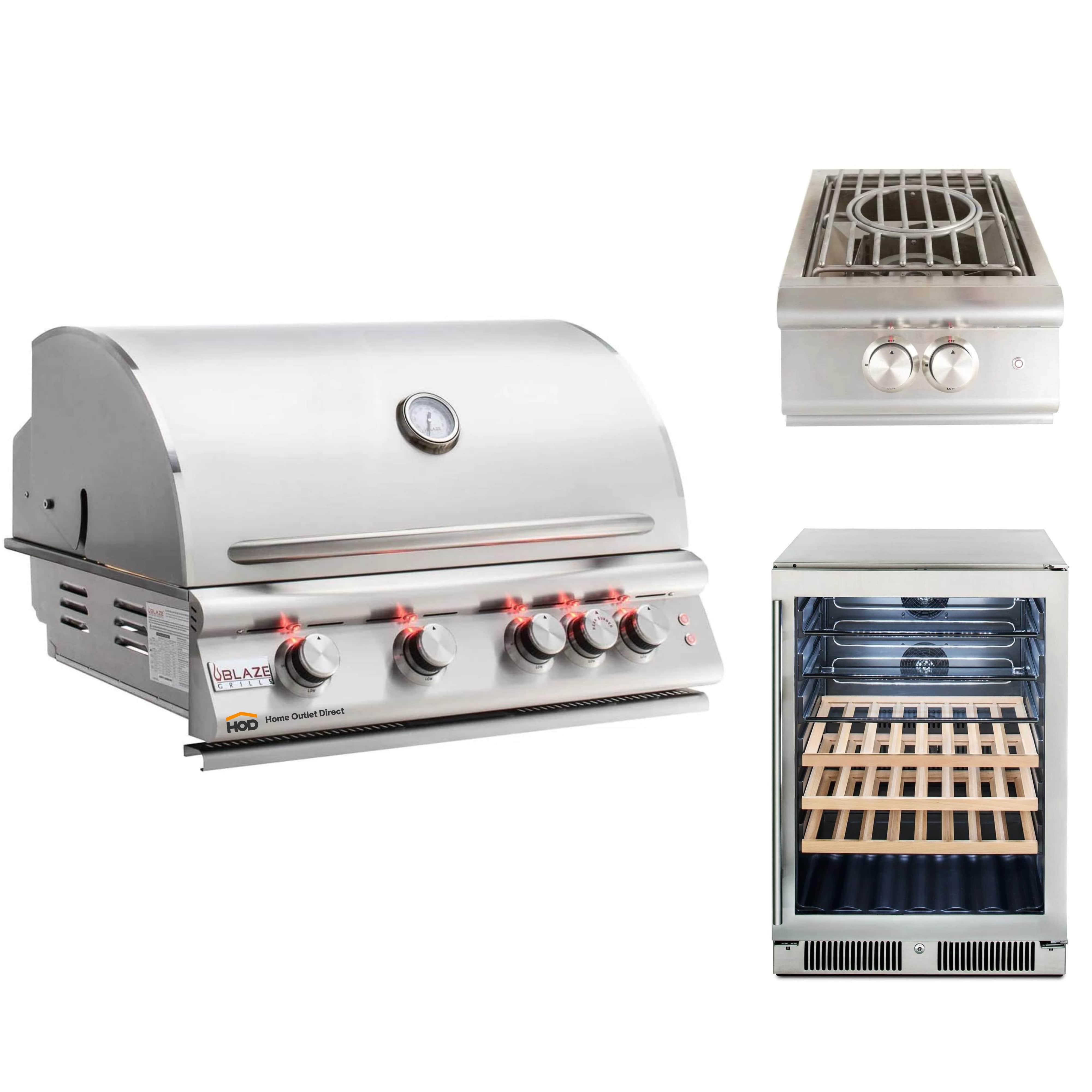Blaze  Grill Package - Premium LTE Marine Grade 32-Inch 4-Burner Built-In Natural Gas Grill, Side Burner and Beverage Center