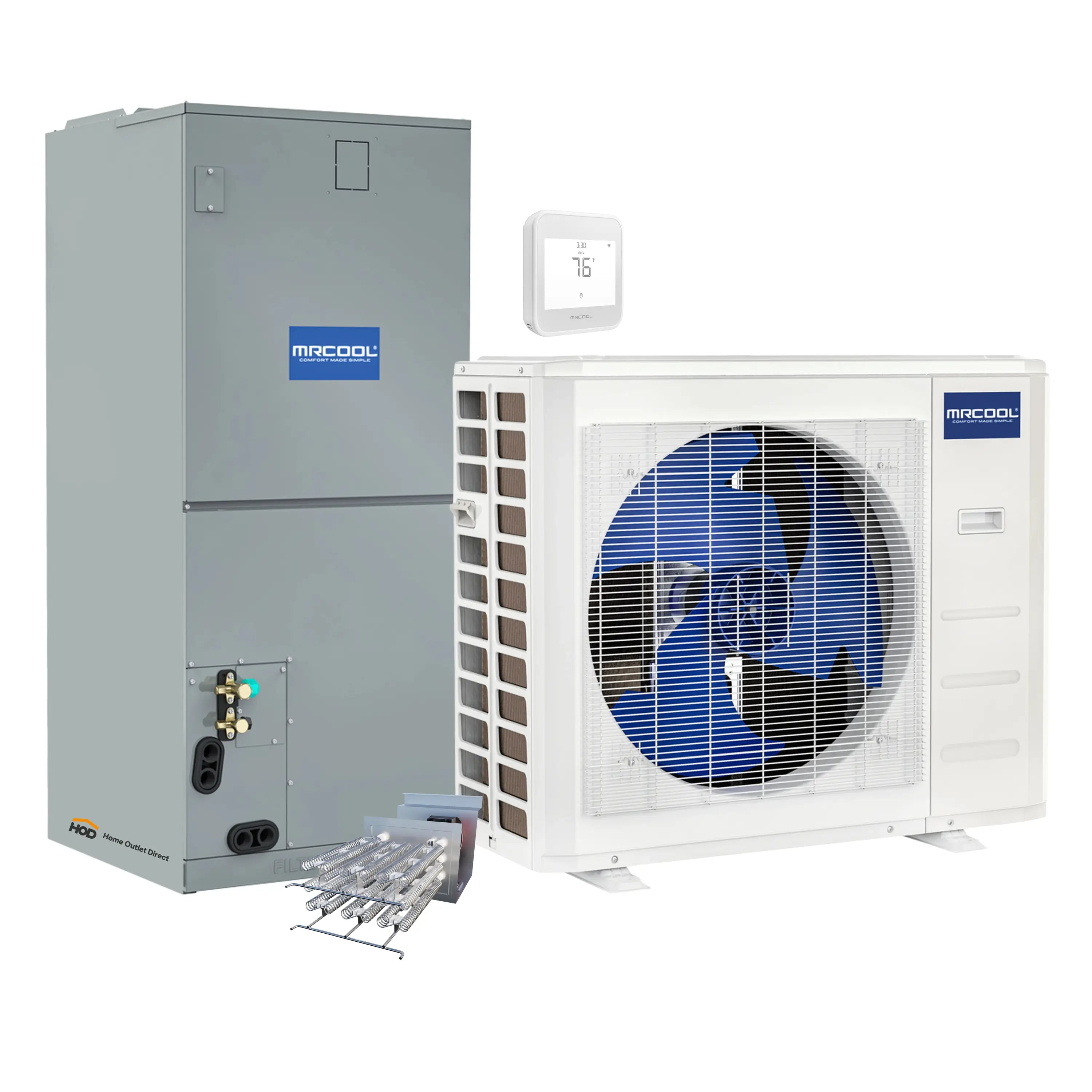 MRCOOL Hyper Heat 2nd Gen 30K BTU, 2.5 Ton, 18.3 SEER2 Heat Pump Condenser and Ducted Air Handler with 8kW Heat Kit (C30HP230BL00H08)