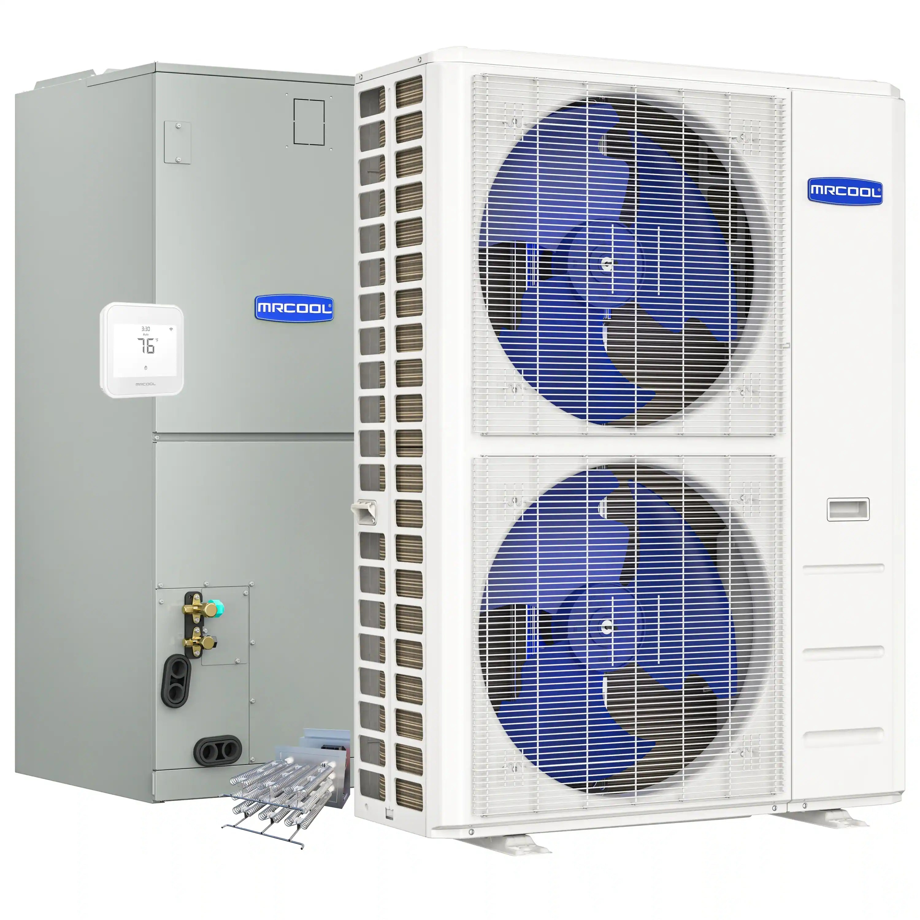MRCOOL Hyper Heat 2nd Gen 60K BTU, 5 Ton, 16 SEER2 Heat Pump Condenser and Ducted Air Handler with 20kW Heat Kit (C60HP230BL00H20)