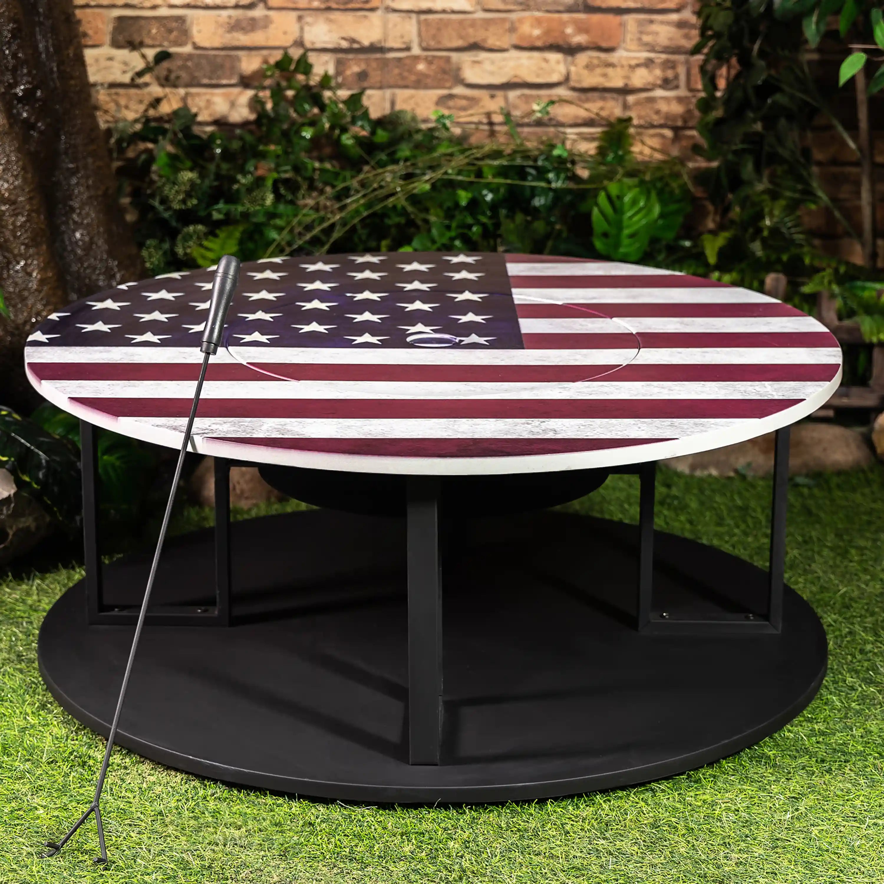 Deko Living 38-Inch Diameter Commemorative Outdoor Steel Woodburning  Fire Pit with Log Storage (COB10510)