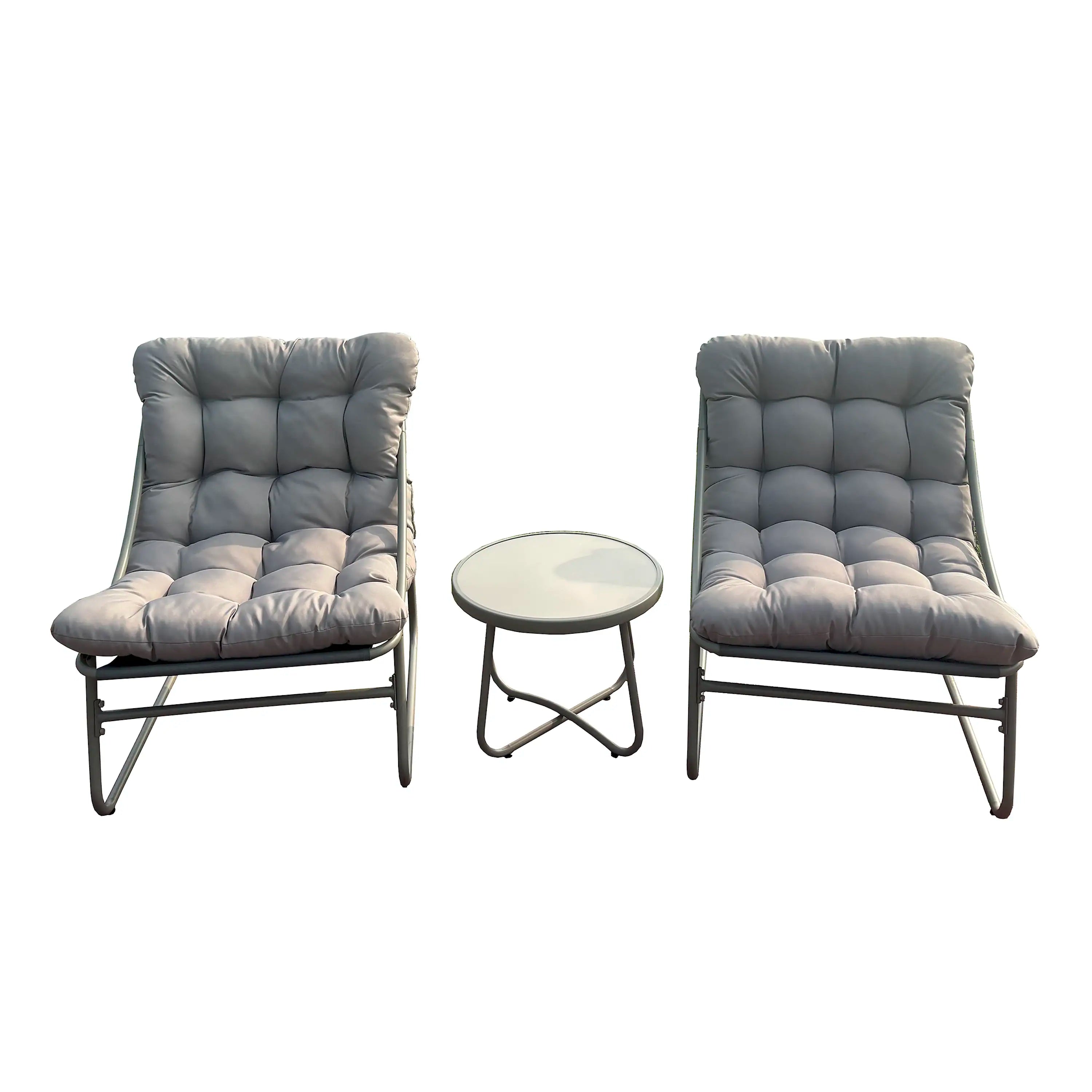 Deko Living Outdoor Modular Bistro Set with Beige Cushion Chairs and Round Coffee Table (COP20211)