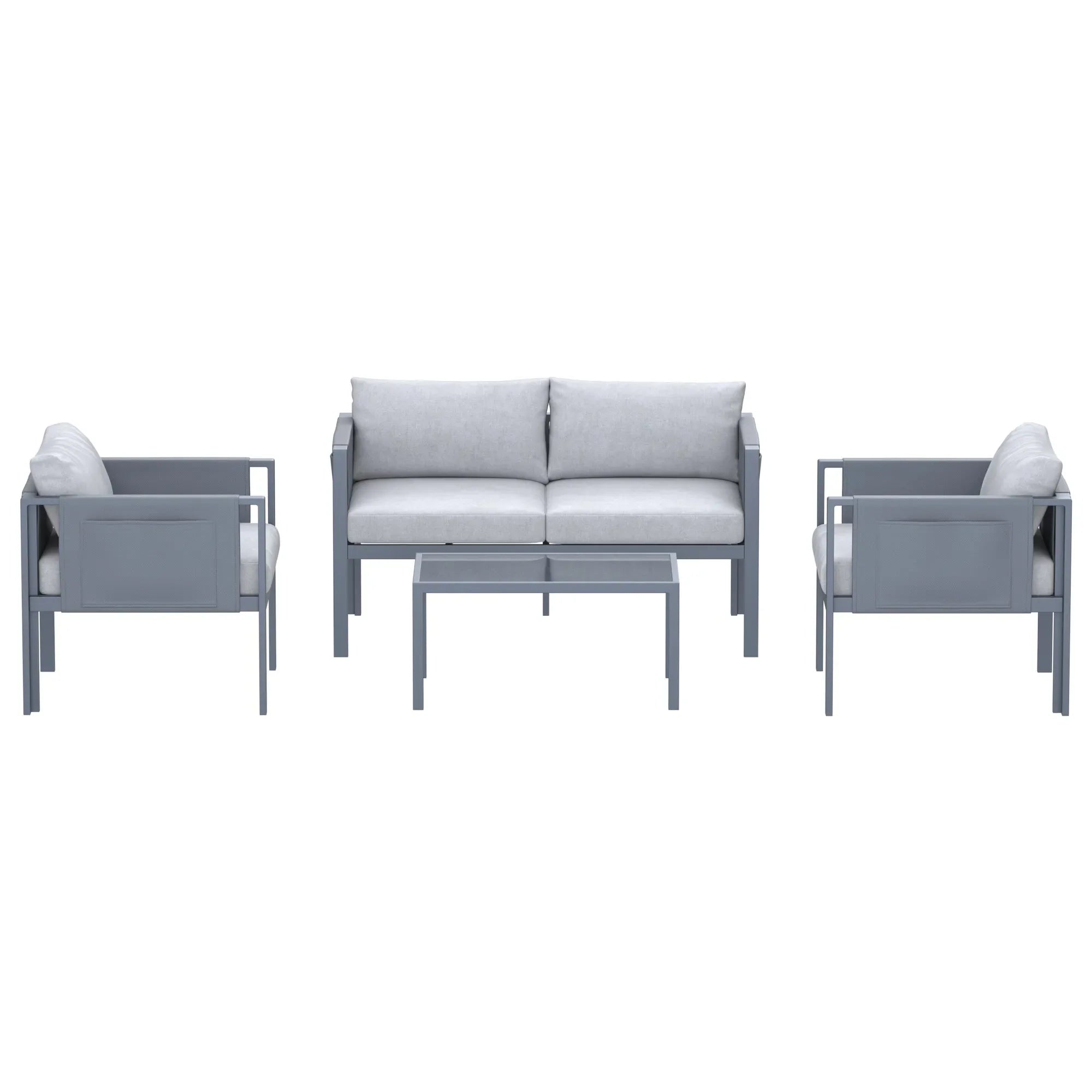 Deko Living 4 Piece Seating Outdoor Gray Sofa and Table Set (COP30014)