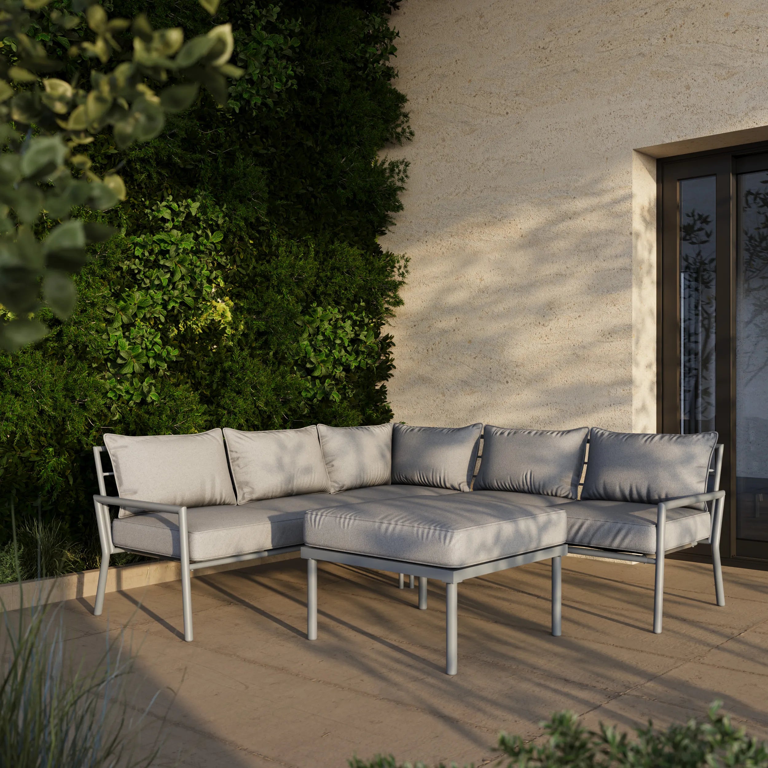 Deko Living 5 Piece Seating Outdoor Gray Sofa and Ottoman Set (COP30015)