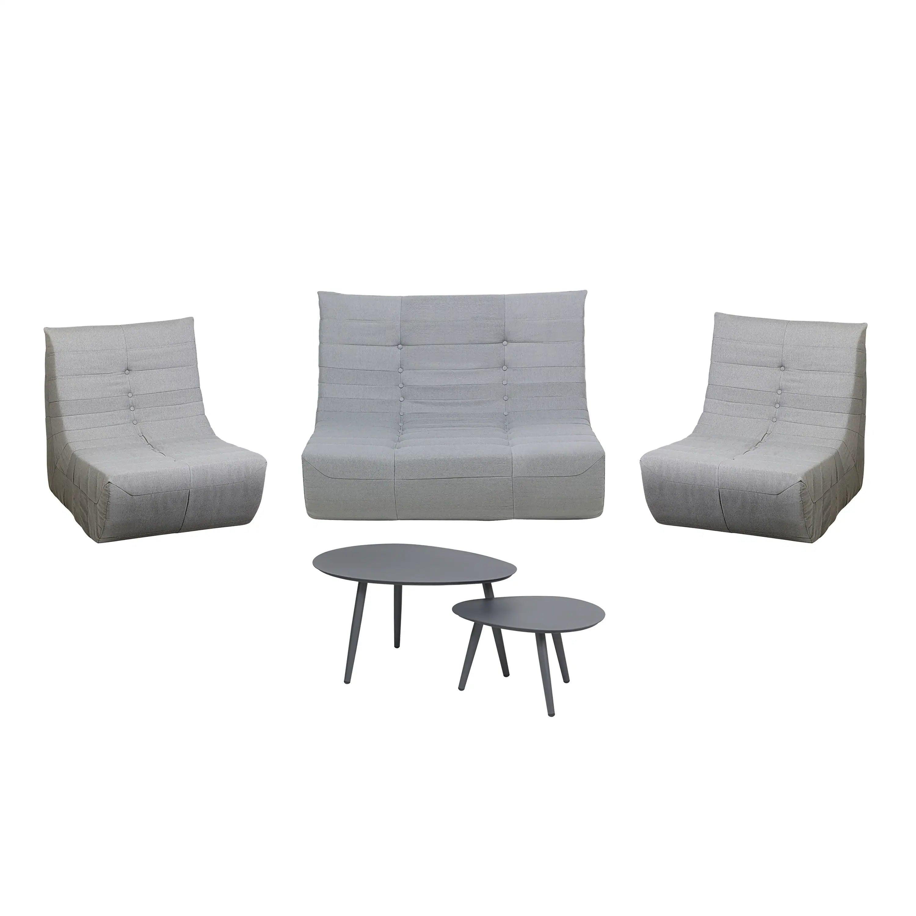 Deko Living 5 Piece Gray Outdoor Compressed Foam Loveseat Sofa Chairs and Table Set (COP30019)