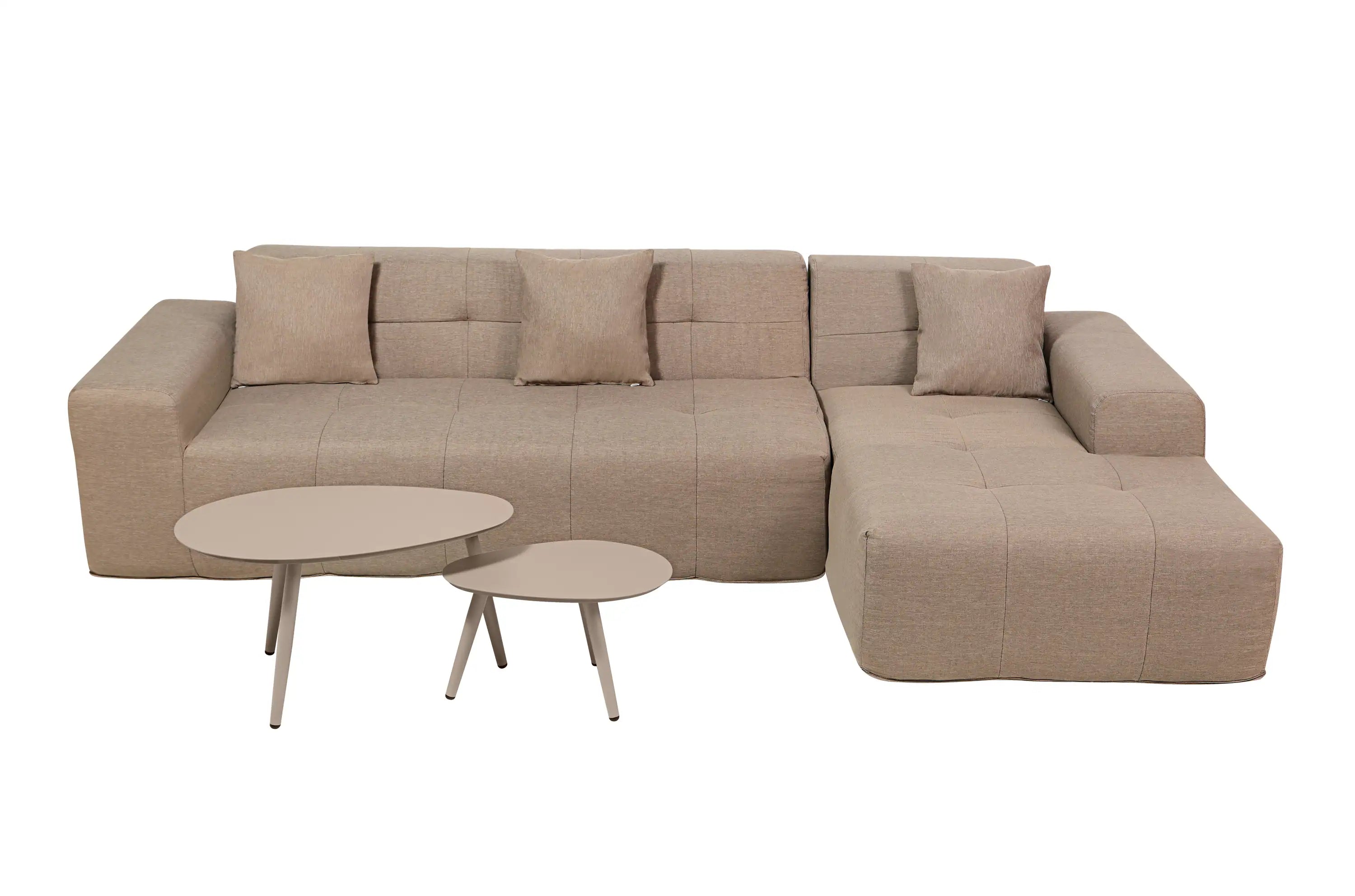 Deko Living 4 Piece Brown Outdoor Compressed Foam Sectional Sofa Lounger and Table Set (COP30118)