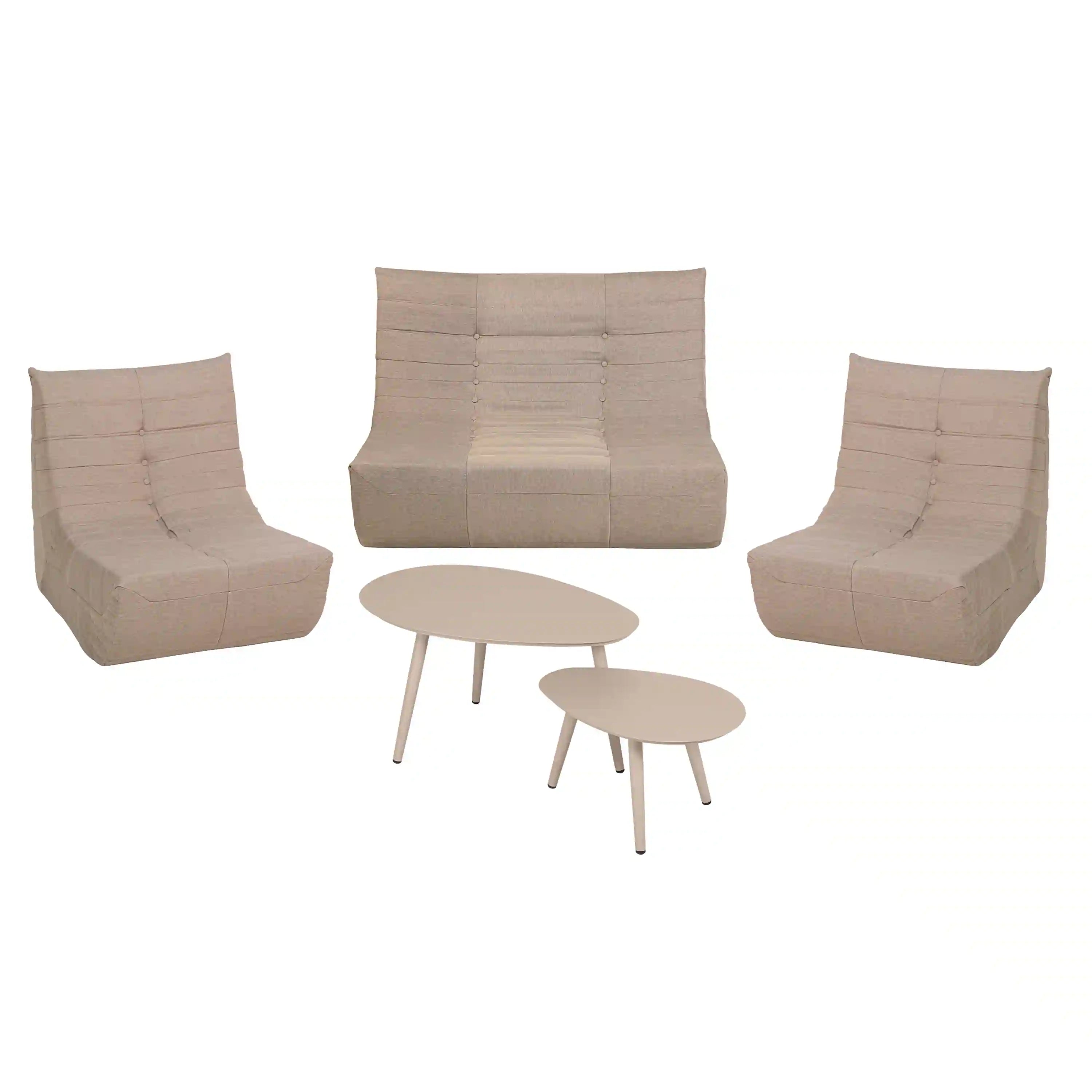 Deko Living 5 Piece Brown Outdoor Compressed Foam Loveseat Sofa Chairs and Table Set (COP30119)