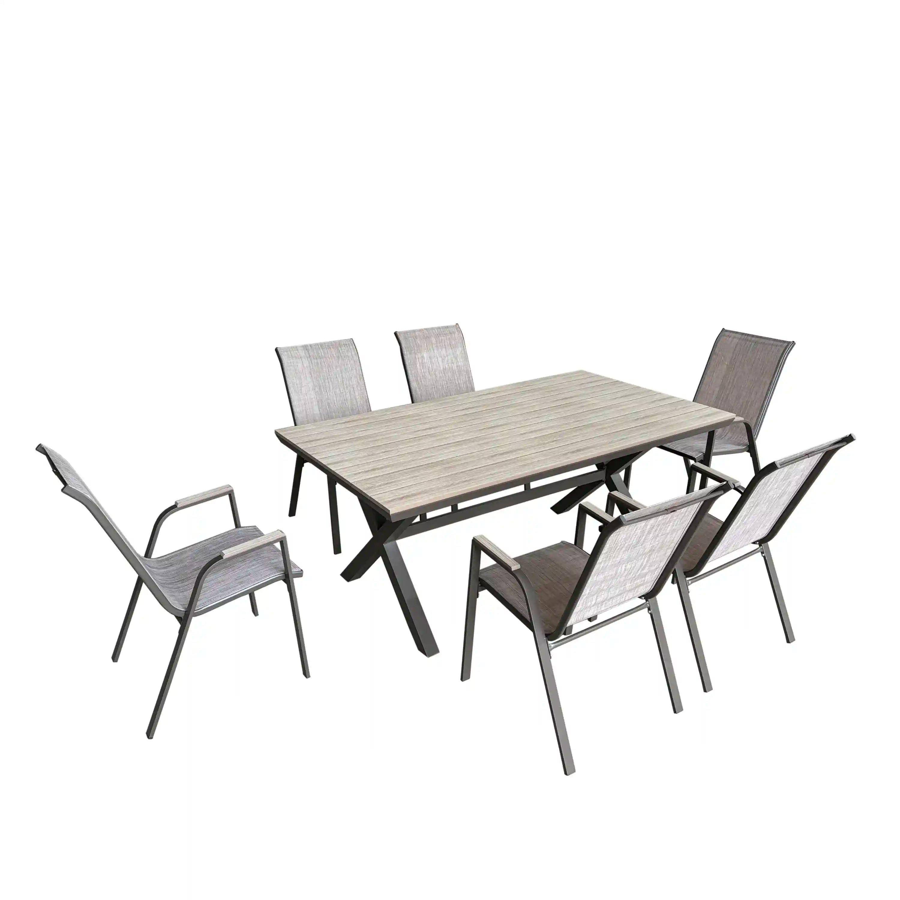 Deko Living 7 Piece Brown Outdoor Dining Chairs and Table Set (COP30702BWN)