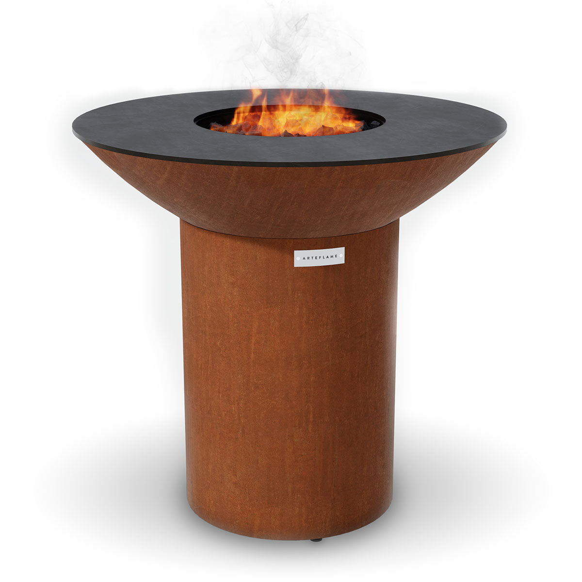Arteflame XXL 40" Grill with Multiple Heat Zones and Carbon Steel Cooktop - High Round Base