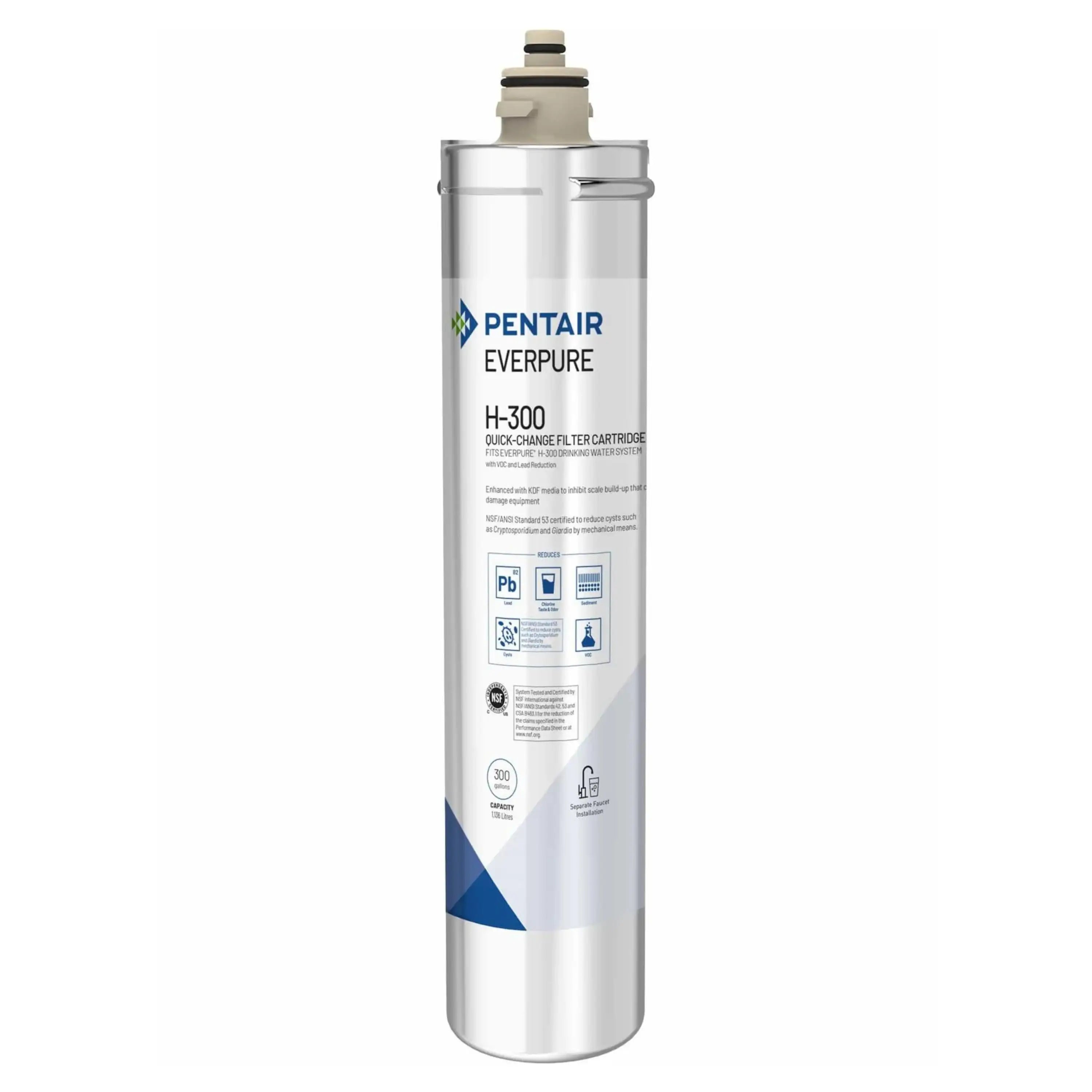 Everpure Pentair H-300 Quick-Change Filter Cartridge, EV927072, For Use in Everpure H-300 Drinking Water Systems, 300 Gallon Capacity, 0.5 Micron