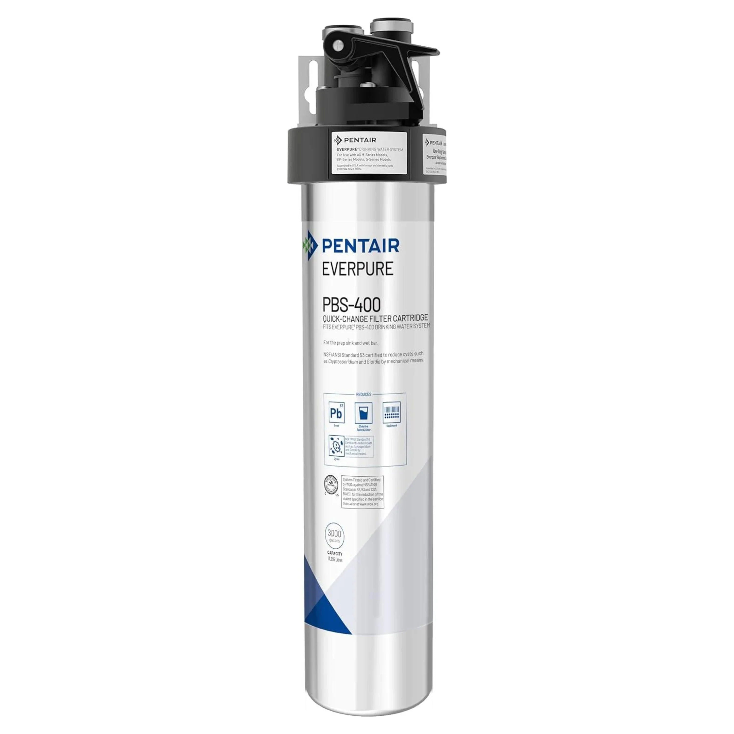 Pentair Everpure PBS-400 Drinking Water System, Ideal for use in Prep Sink and Wet Bar, Includes Filter Head, Filter Cartridge, All Hardware and Connectors (EV927085)