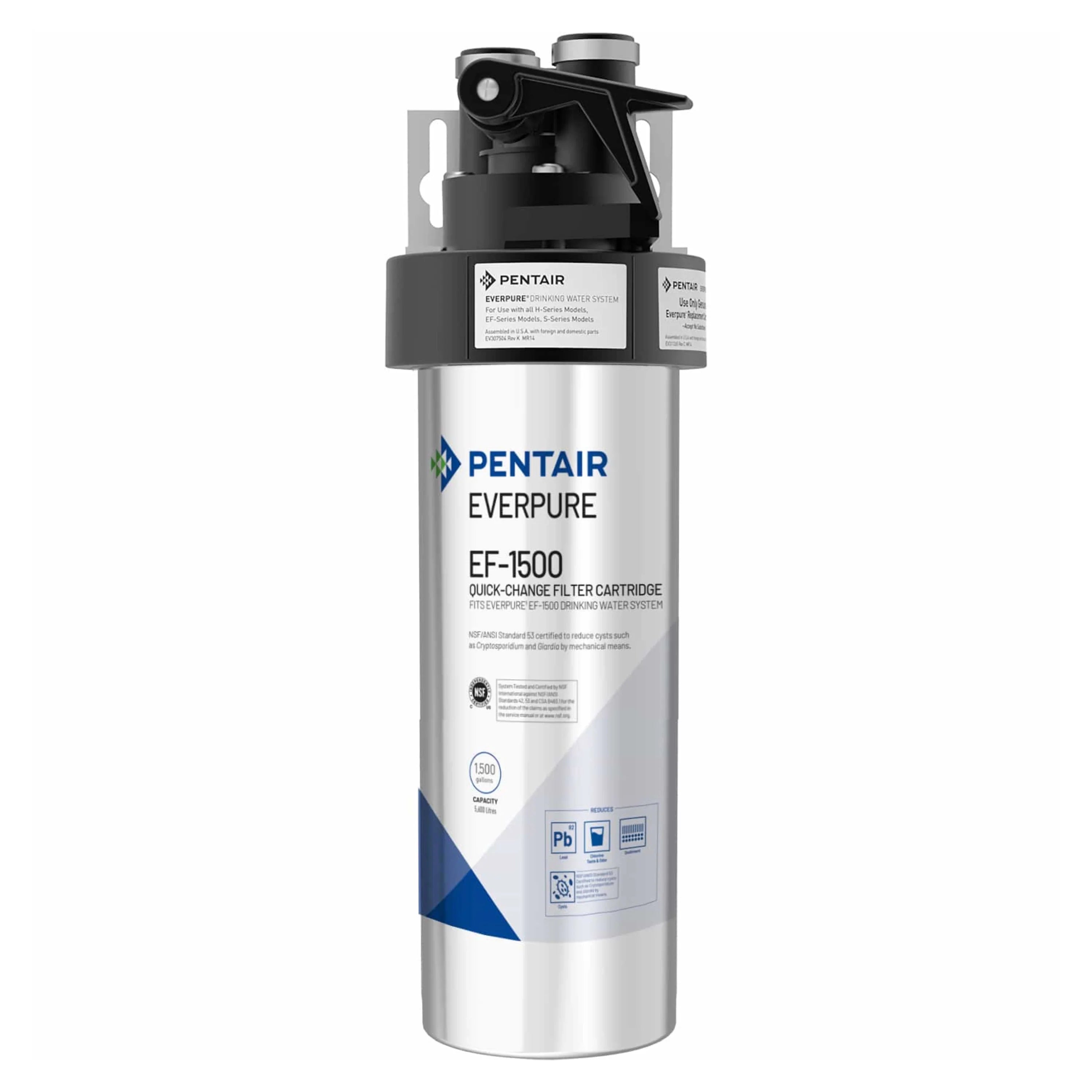 Pentair Everpure EF-1500 Full Flow Drinking Water System, EV985800, includes Filter Head, Filter Cartridge, All Hardware and Connectors, 1,500 Gallon Capacity, 0.5 Micron