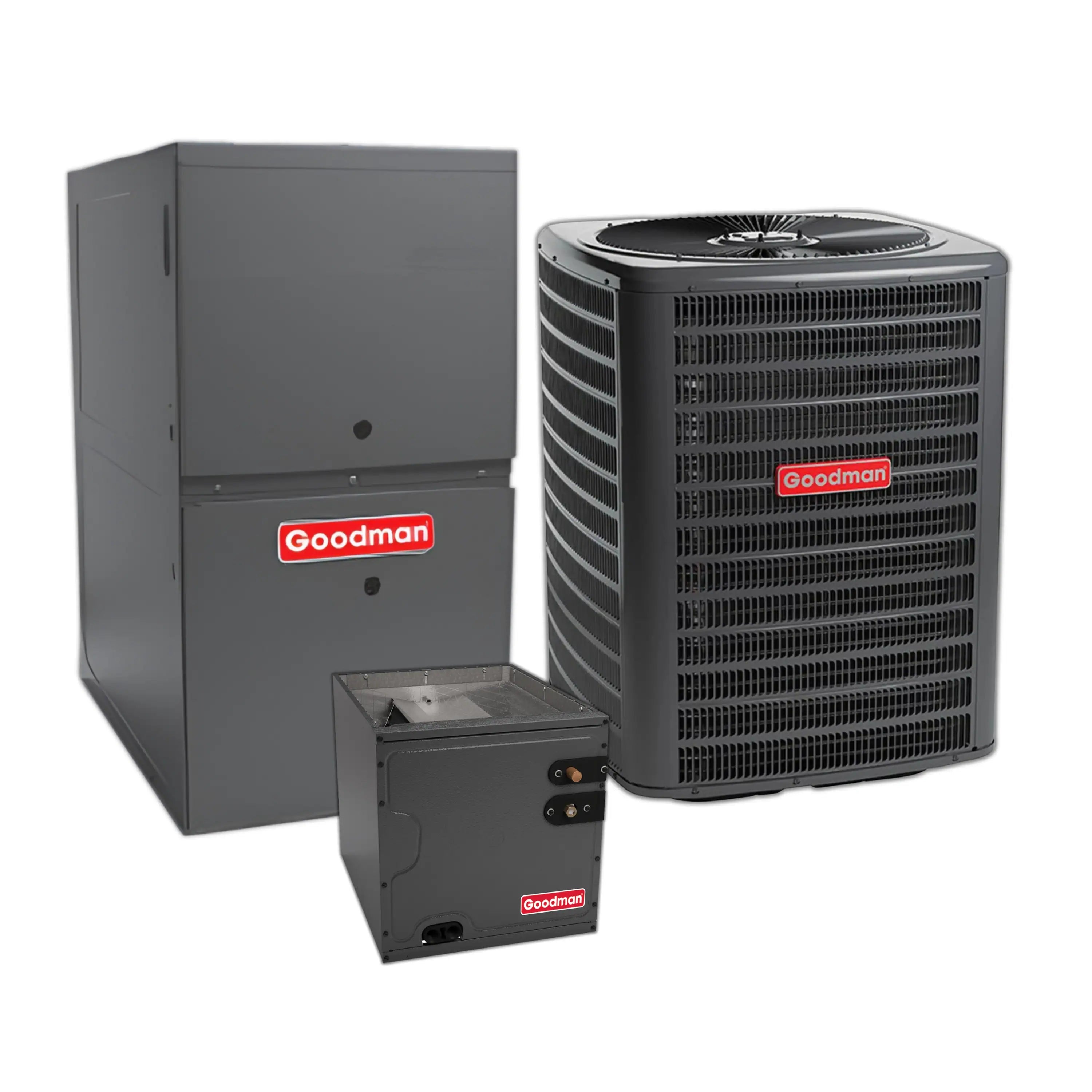 Goodman 1.5 Ton 14.3 SEER2 Heat Pump, 80% AFUE 40K BTU Gas Furnace and Evaporator Coil