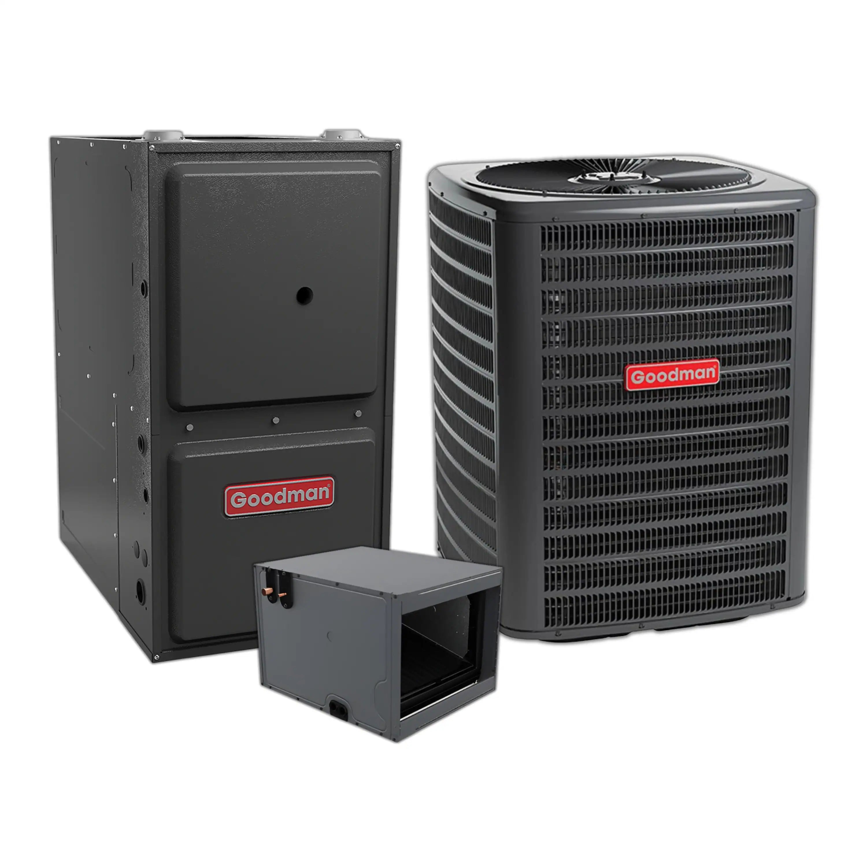 Goodman 3.5 Ton 15.2 SEER2 Heat Pump, 96% AFUE 80K BTU Gas Furnace and Evaporator Coil