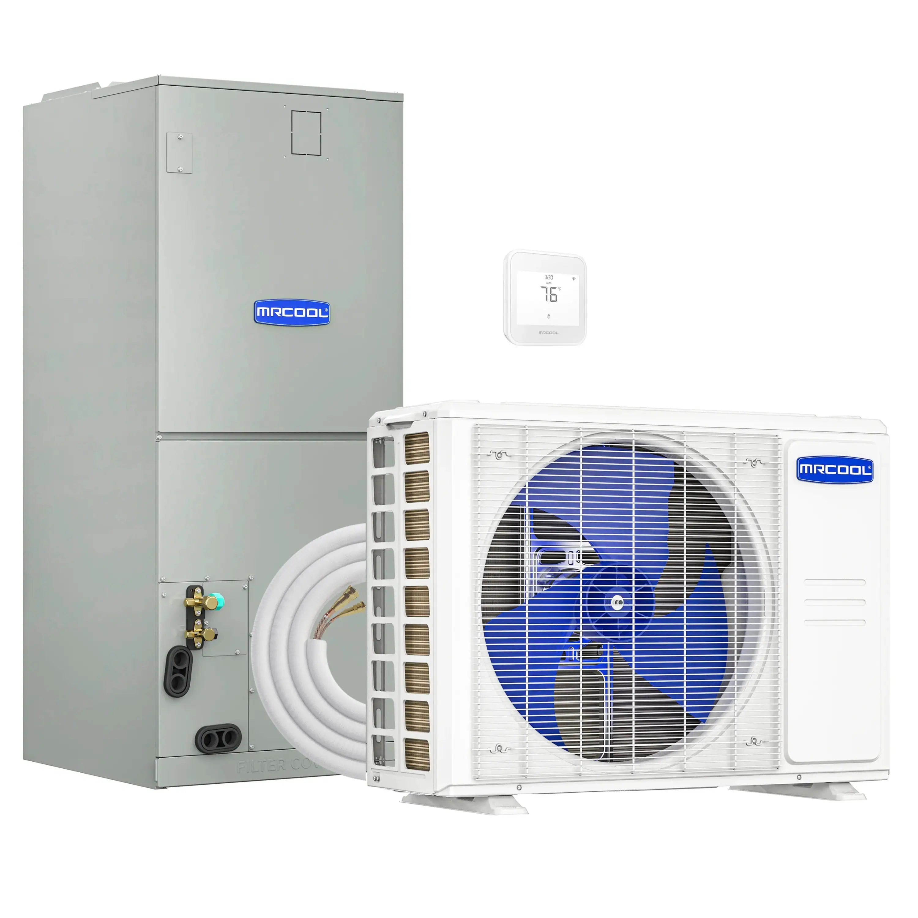 MRCOOL VersaPro 2nd Gen Central Split System with 60K BTU, 5 Ton, 15.2 SEER2, Heat Pump Condenser and Ducted Air Handler with 25 Ft. R-454B No-Vac Line Set (MVP-60-HP-230A25)