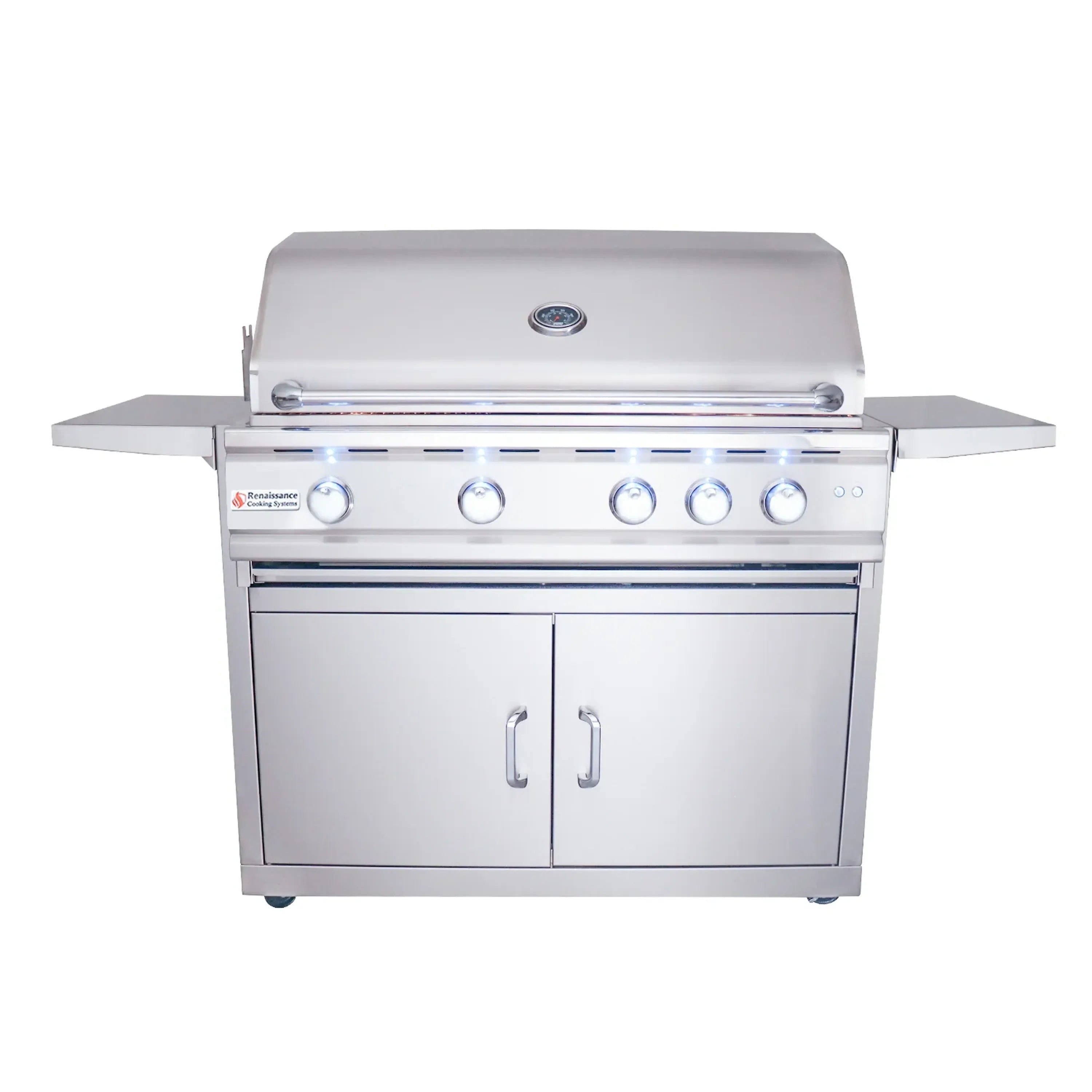 Renaissance Cutlass Pro 38-Inch Natural Gas Grill w/ Rear Burner, Briquette Trays & Blue LED Lights (RON38B CK)