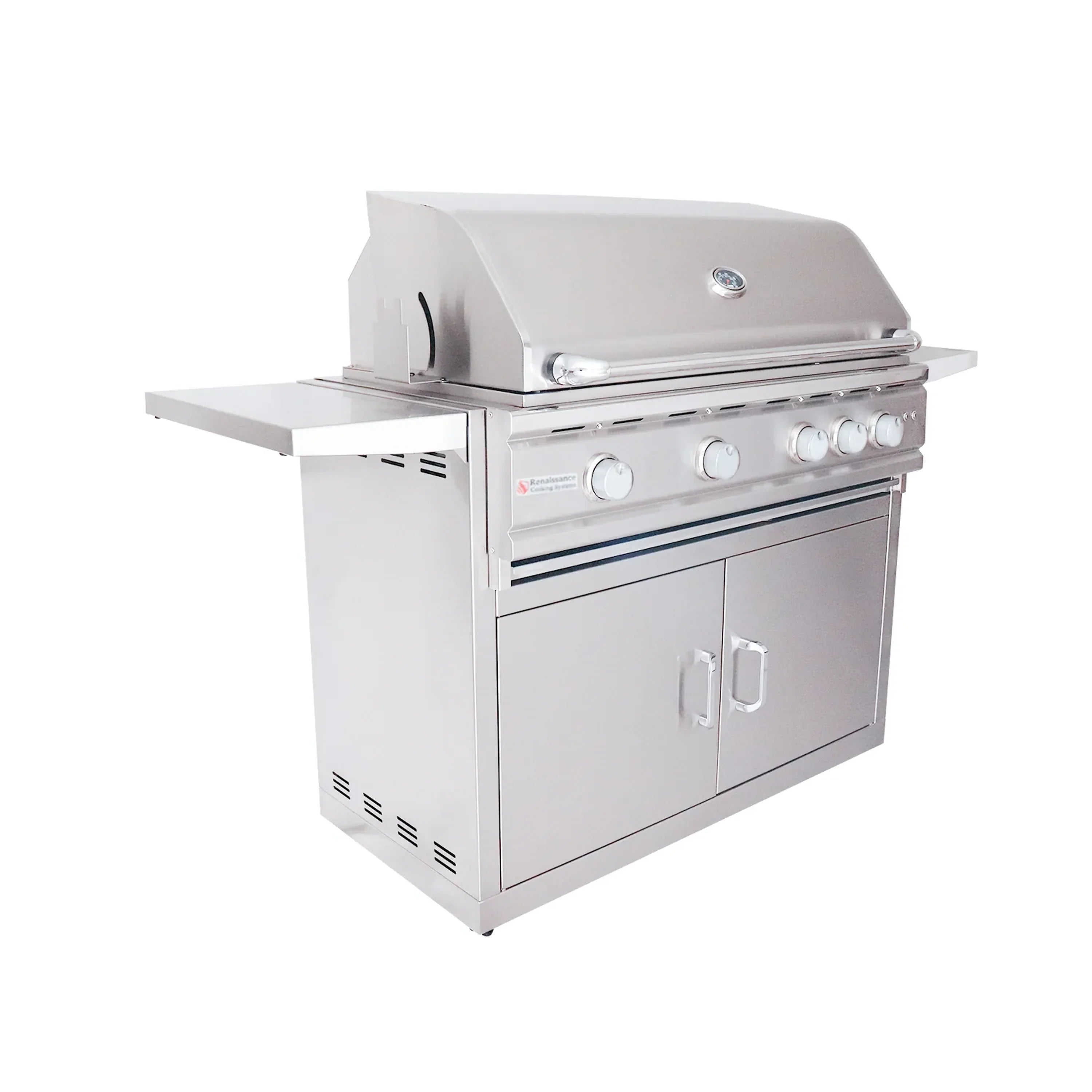 Renaissance Cutlass Pro 38-Inch Natural Gas Grill w/ Rear Burner, Briquette Trays & Blue LED Lights (RON38B CK)