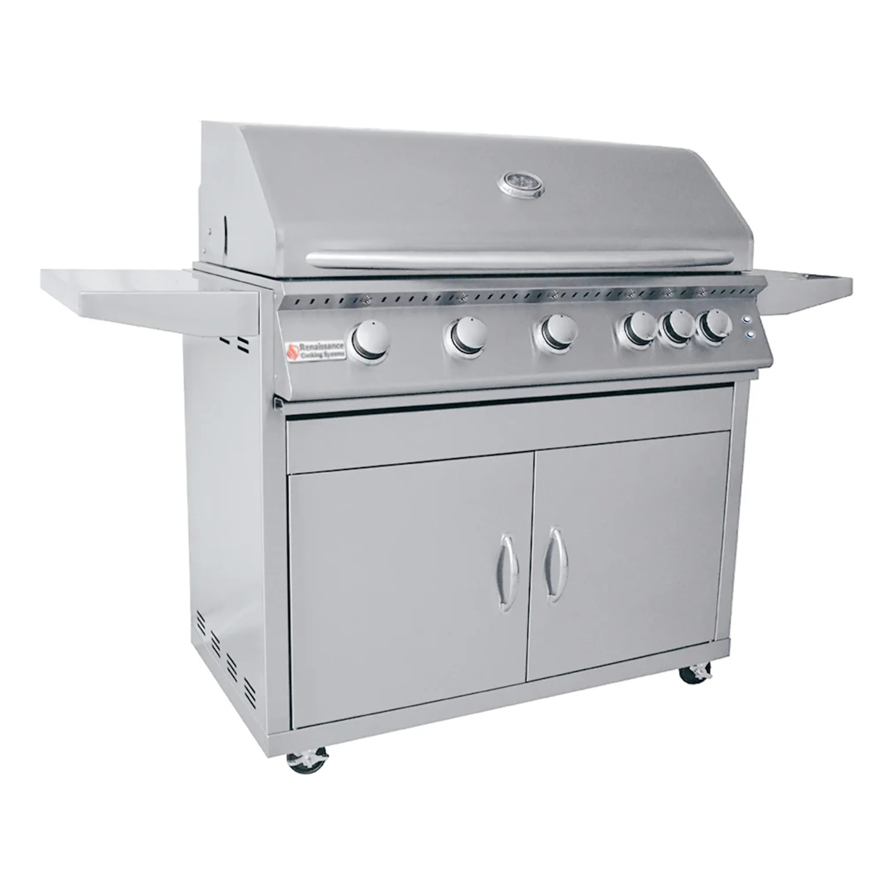 Renaissance Premier 40-Inch Propane Gas Grill w/ Blue LED & Rear Burner w/ Cart & Gas Connection (RJC40AL LP CK)