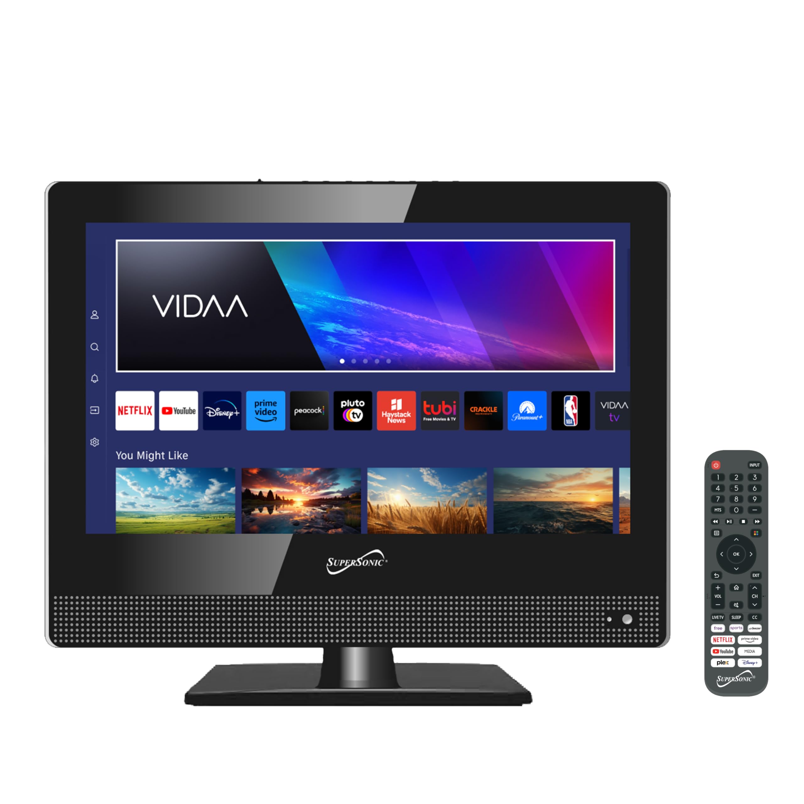 Supersonic SC-1520VTV 15.6 inch Smart AC/DC LED TV 1080p HDMI ARC WiFi Built-in Speakers