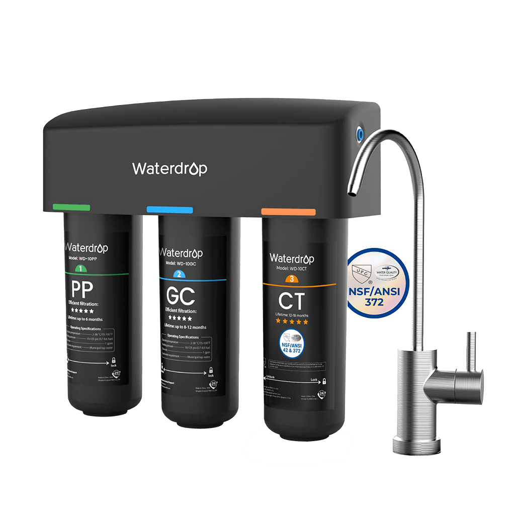 Waterdrop 3-stage Under Counter Water Filter System with Dedicated Faucet Waterdrop TSB (RP-WD-TSB-10-N)