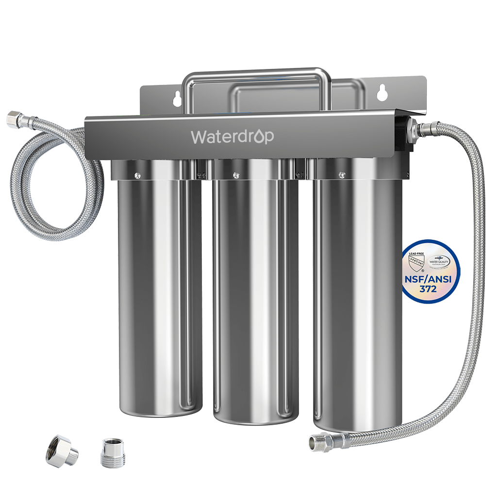 Waterdrop Ultra-Filtration Under Sink Water Filter System, Stainless Steel Water Filter for Sink, 5X Service Life Under Sink Water Filtration System, Removes 99% of Contaminants (WD-TST-UF)