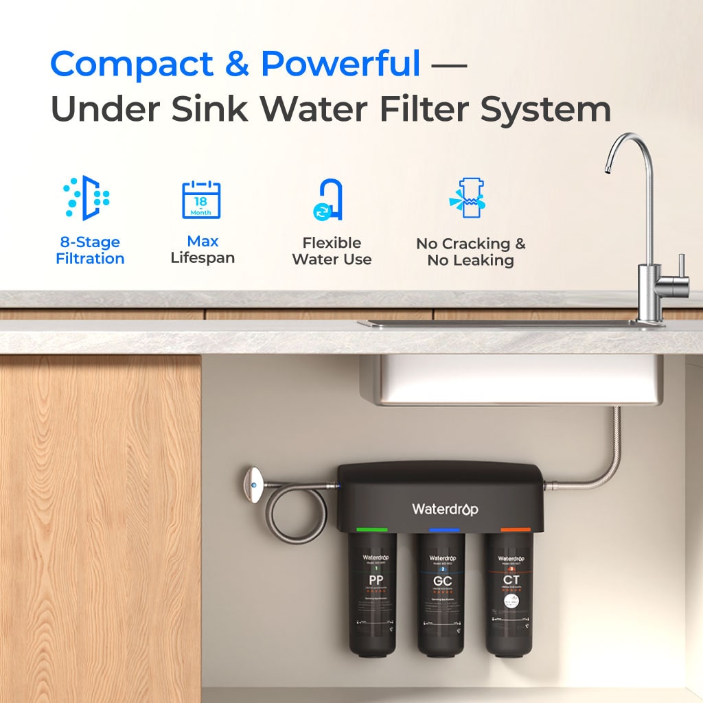 Waterdrop 3-stage Under Counter Water Filter System with Dedicated Faucet Waterdrop TSB (RP-WD-TSB-10-N)