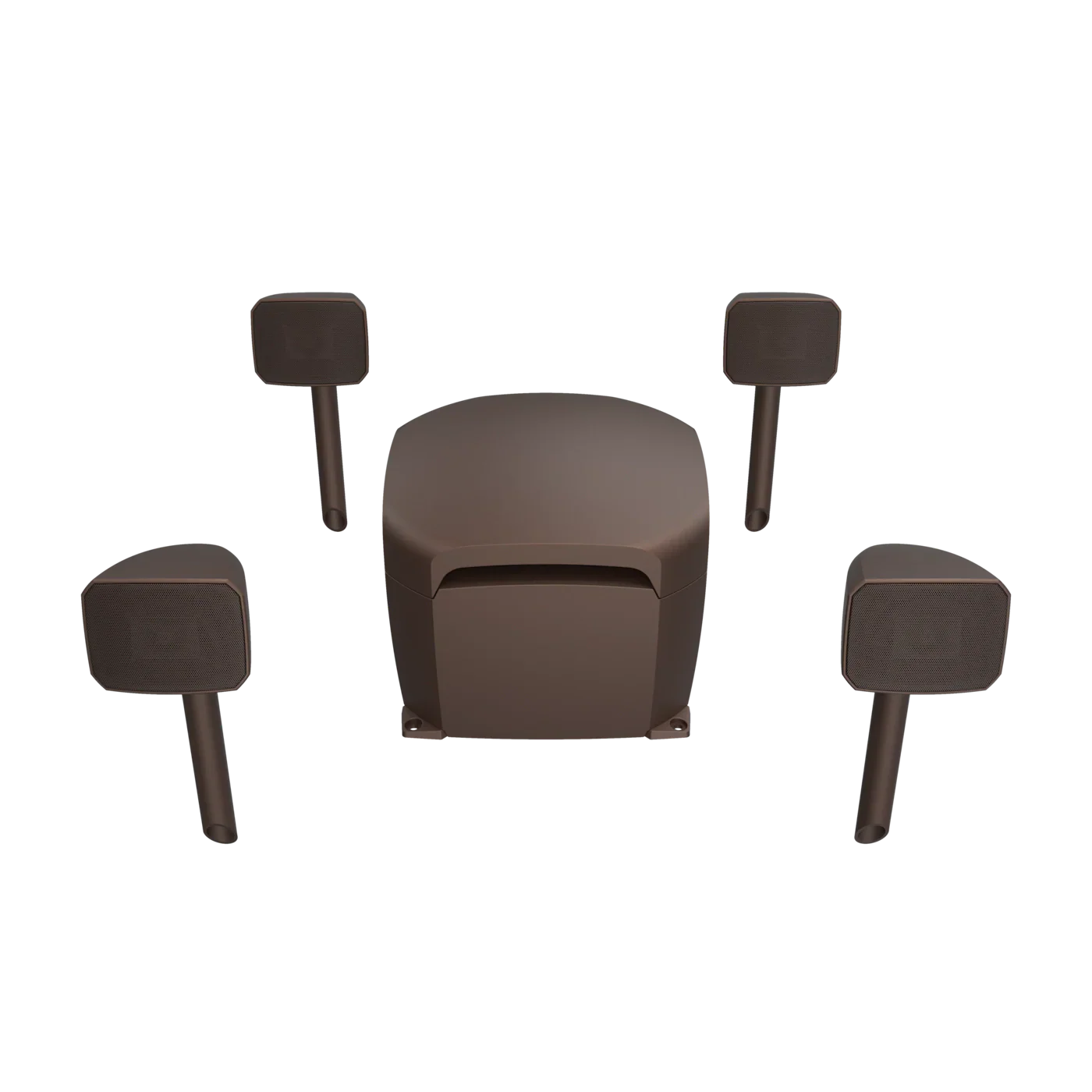 Klipsch Courtyard 4.1 Landscape Speaker System 8-Ohms with Four Aimable Satellites and 10" Subwoofer - Brown Matte