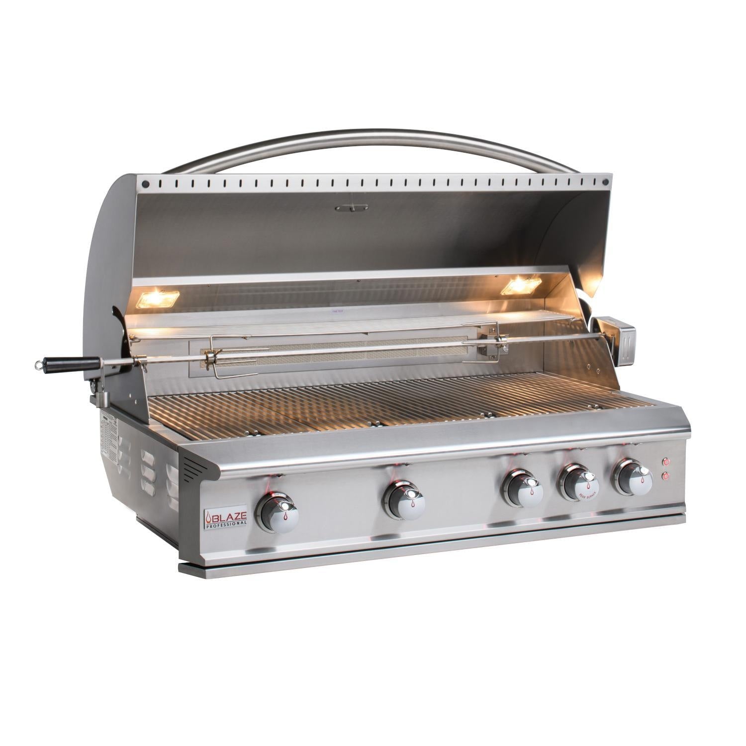 Blaze Grill Package - Professional LUX 44-Inch 4-Burner Built-In Natural Gas Grill, Side Burner and Beverage Center in Stainless Steel