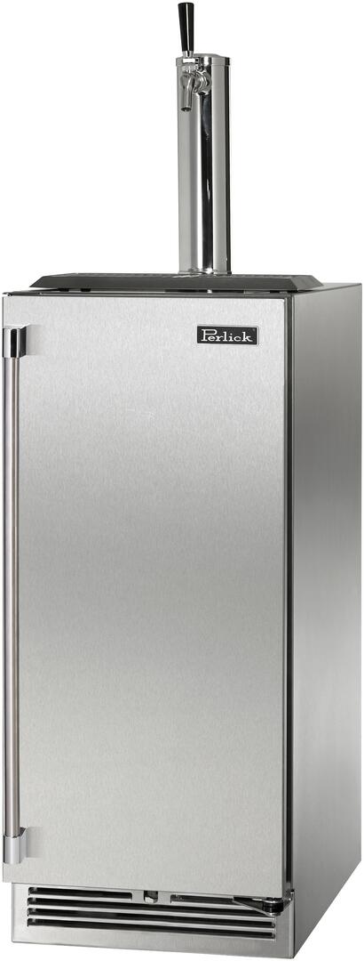 Perlick 15-Inch Signature Series Outdoor Beer Dispenser with Draft Arm Tower in Stainless Steel (HP15TO-4-1L-1 & HP15TO-4-1R-1)