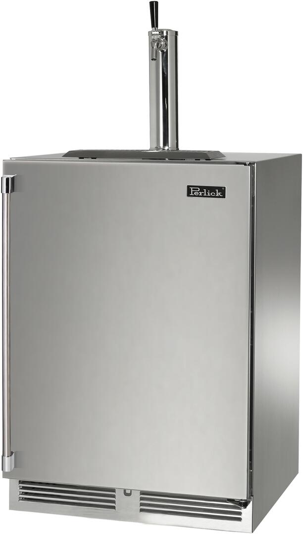 Perlick 24-Inch Signature Series Outdoor Beer Dispenser with 5.2 cu. ft. Capacity in Stainless Steel (HP24TO-4-1L-1 & HP24TO-4-1R-1)