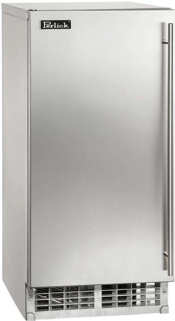 Perlick Series 15-Inch Outdoor Undercounter Ice Maker with 55 lbs Daily Ice Production, in Stainless Steel (H50IMS-ADL & H50IMS-ADR)