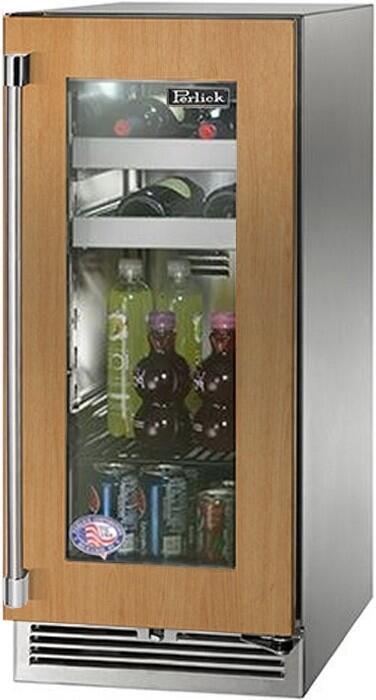 Perlick Signature Series 15-Inch Outdoor 2.8 cu. ft. Capacity Built-In Glass Door Beverage Center with 2.8 cu. ft. Capacity, Panel Ready with Glass Door (HP15BO-4-4L & HP15BO-4-4R)