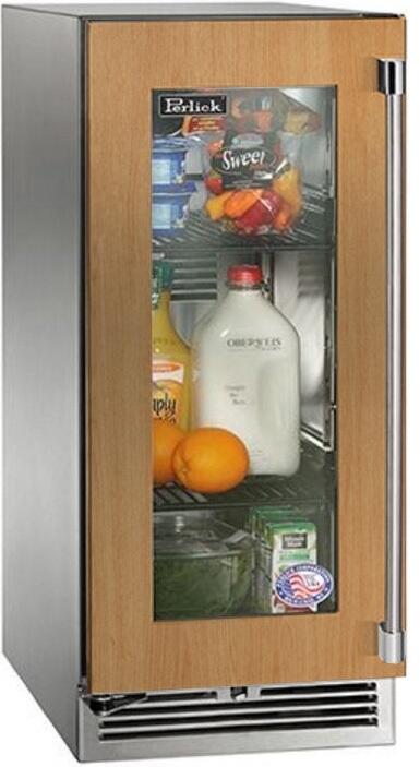 Perlick Signature Series 15-Inch Outdoor Built-In Counter Depth Compact Refrigerator with 2.8 cu. ft. Capacity, Panel Ready with Glass Door (HP15RO-4-4L & HP15RO-4-4R)