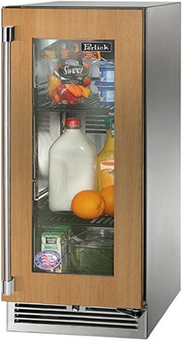 Perlick Signature Series 15-Inch Outdoor Built-In Counter Depth Compact Refrigerator with 2.8 cu. ft. Capacity, Panel Ready with Glass Door (HP15RO-4-4L & HP15RO-4-4R)