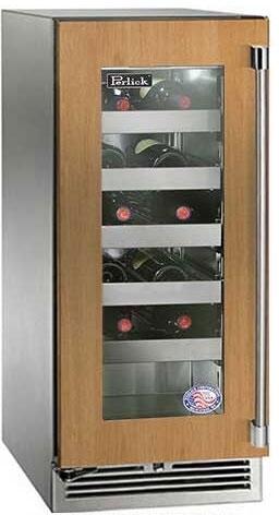 Perlick Signature Series 15-Inch Outdoor Built-In Single Zone Wine Cooler with 20 Bottle Capacity, Panel Ready with Glass Door (HP15WO-4-4L & HP15WO-4-4R)