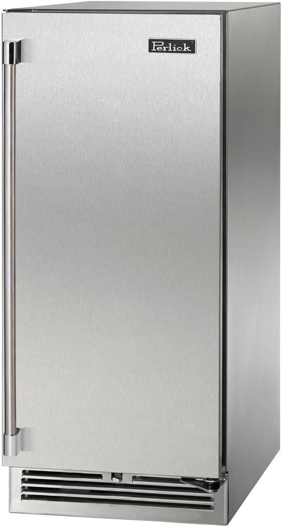 Perlick Signature Series 15-Inch Outdoor Built-In Single Zone Wine Cooler with 20 Bottle Capacity in Stainless Steel (HP15WO-4-1L & HP15WO-4-1R)