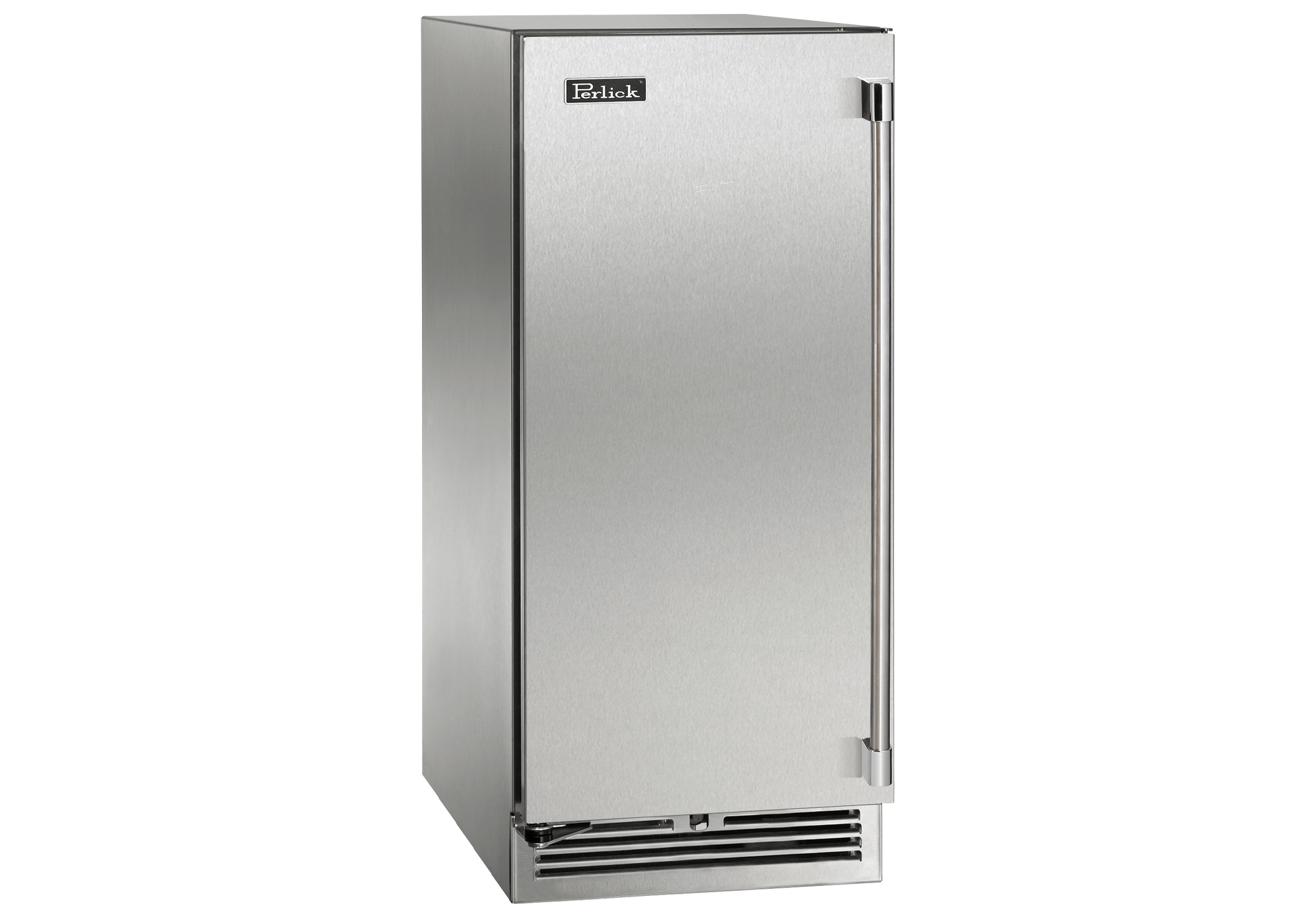 Perlick Signature Series 15-Inch Outdoor Built-In Single Zone Wine Cooler with 20 Bottle Capacity in Stainless Steel (HP15WO-4-1L & HP15WO-4-1R)
