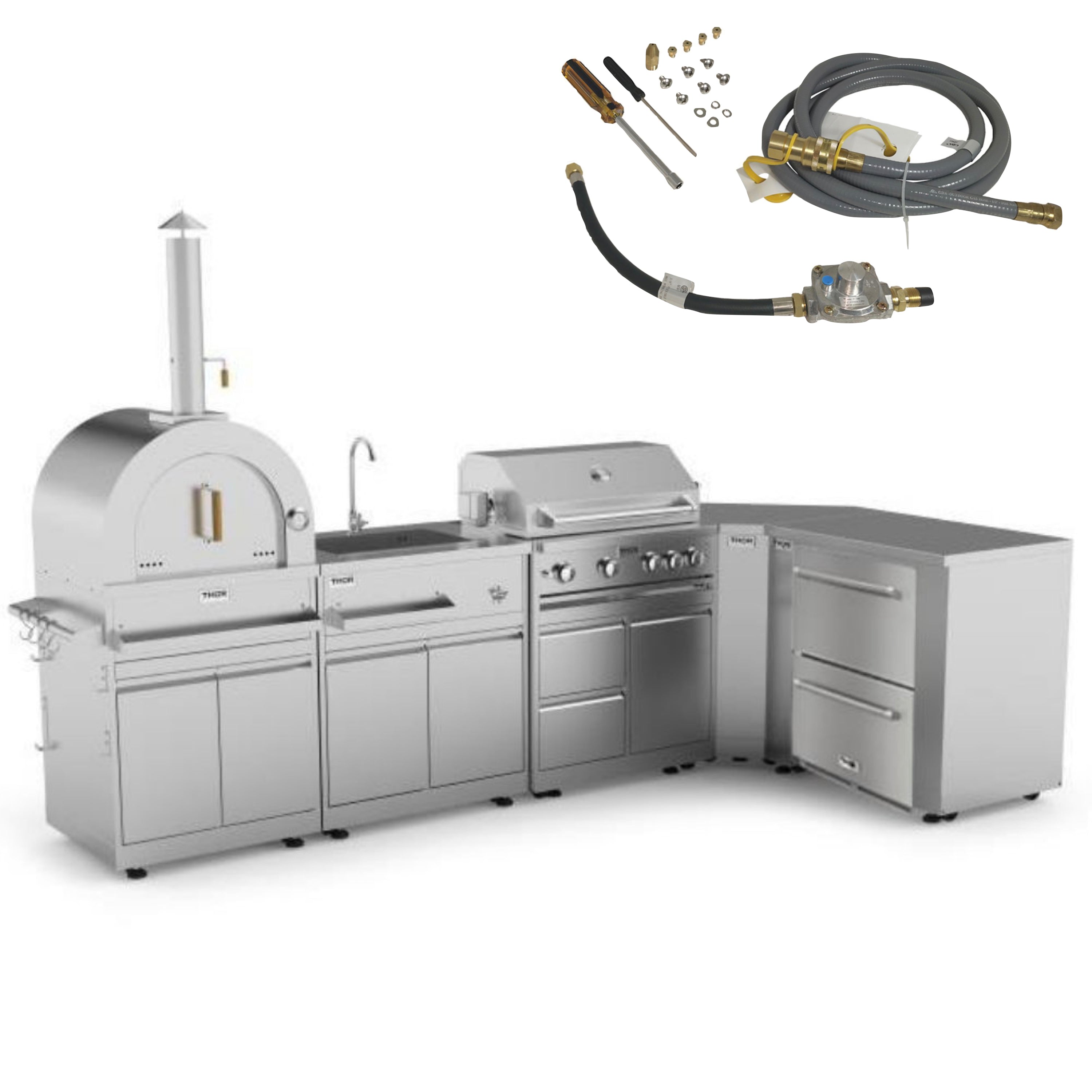 Thor Kitchen 7-Piece Outdoor Kitchen Natural Gas Grill Package