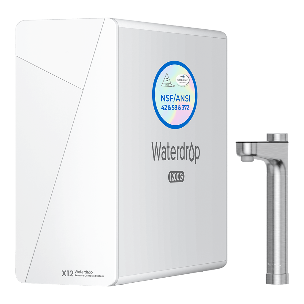 Waterdrop X12-WCS RO Water Filter, NSF/ANSI 42&58&372 Certified, 1200 GPD Undersink Reverse Osmosis System, 10-Stage Filtration, 3:1 Pure to Drain, Smart Faucet, BPA Fre