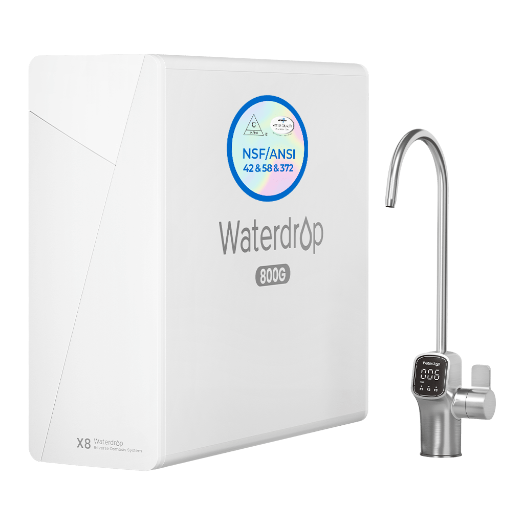 Waterdrop Alkaline Mineral pH+ Tankless Reverse Osmosis System, NSF/ANSI 42&58&372 Certified, 800 GPD RO Water Filter, 9-Stage Filtration Under Sink RO System, 2:1 Pure to Drain, BPA Free (WD-X8)