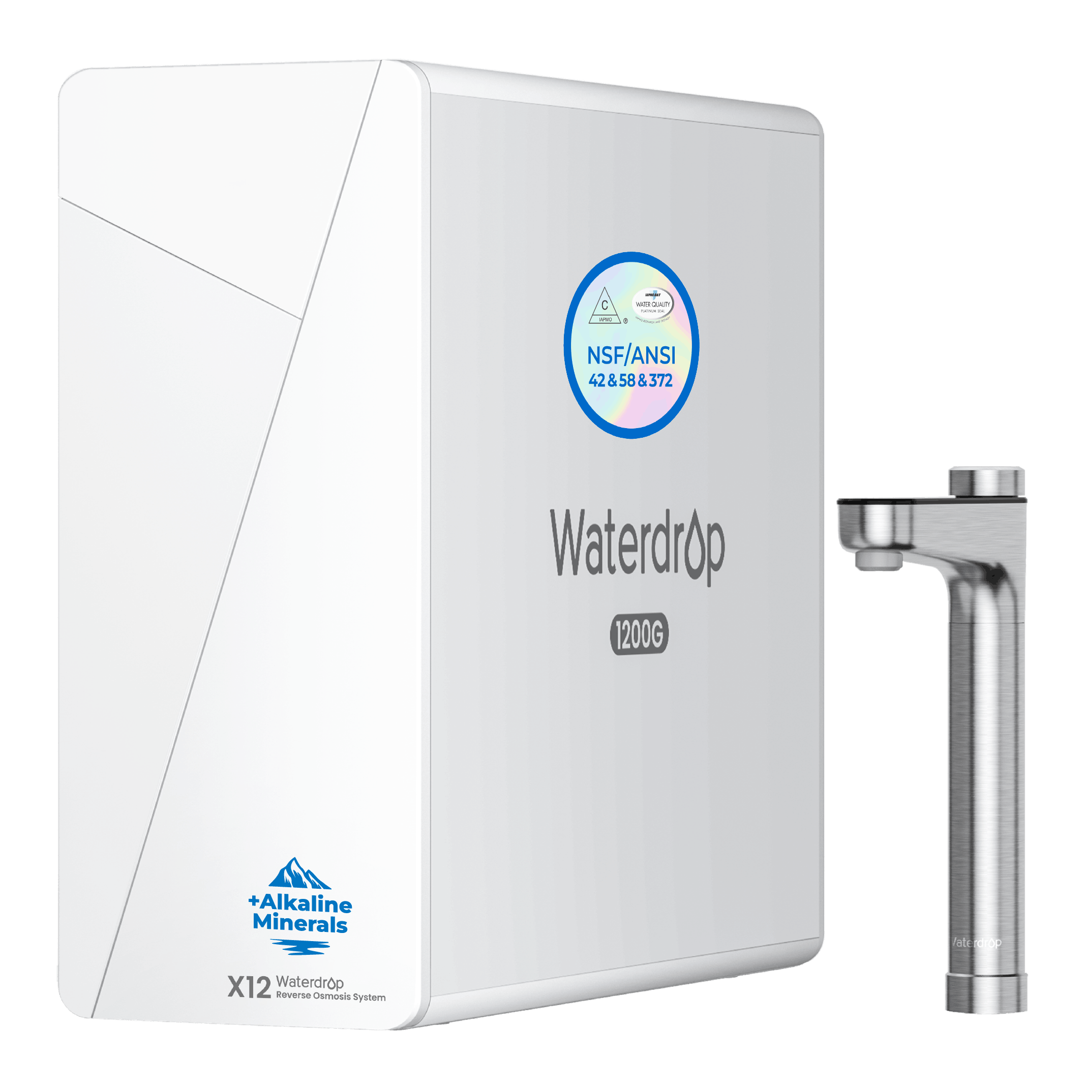 Waterdrop Tankless Reverse Osmosis Water Filter, NSF/ANSI 58 & 372 Certified, 1200 GPD Reverse Osmosis System, 11-Stage Filtration Undersink RO, 3:1 Pure to Drain, Alkaline Mineral (WD-X12-YZ)