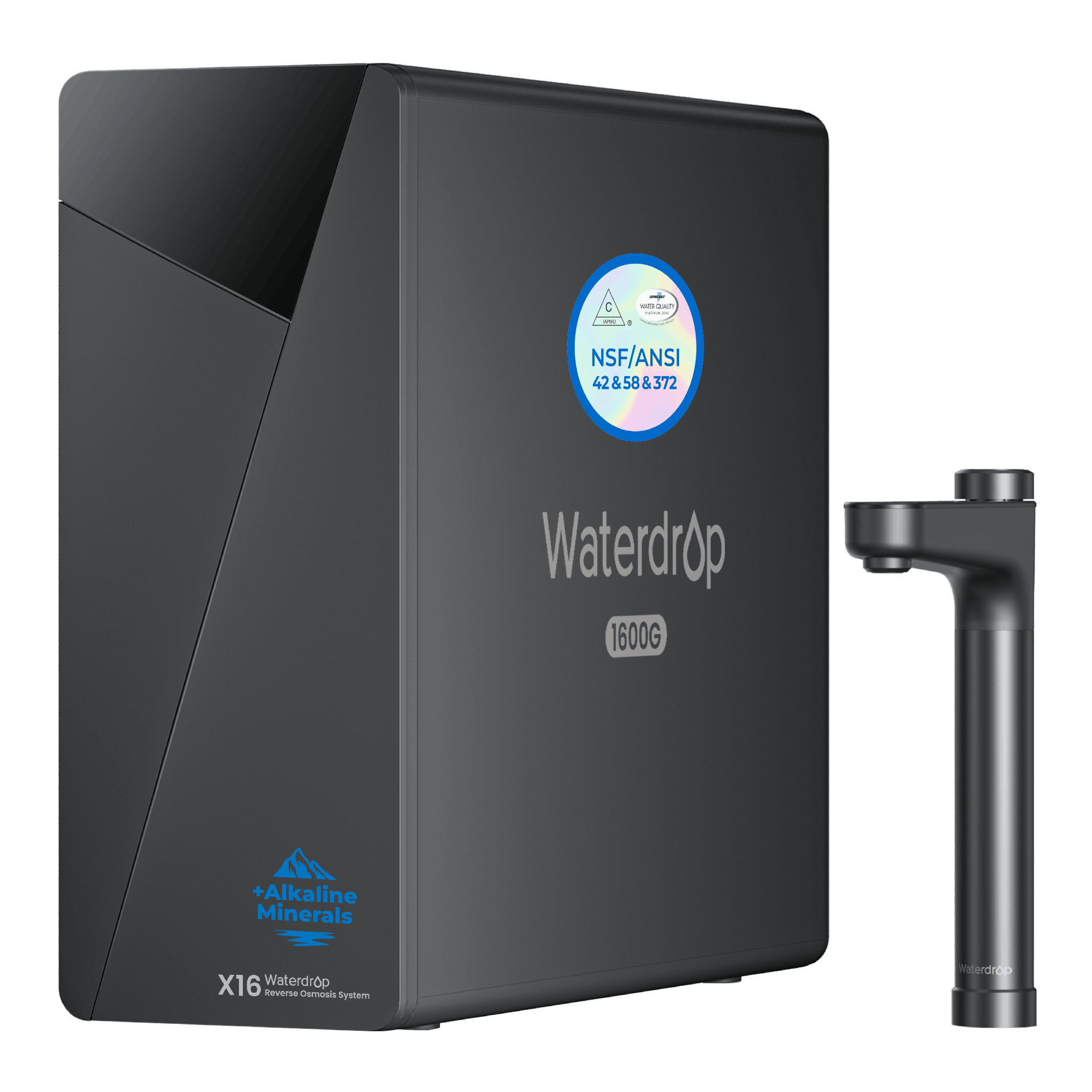 Waterdrop Alkaline Tankless Reverse Osmosis System, NSF/ANSI 42&58&372 Certified, 1600 GPD RO Filter System, 11-Stage Filtration, UnderSink, 3:1 Pure to Drain, Alkaline Mineral pH+, BPA Free (WD-X16-D)